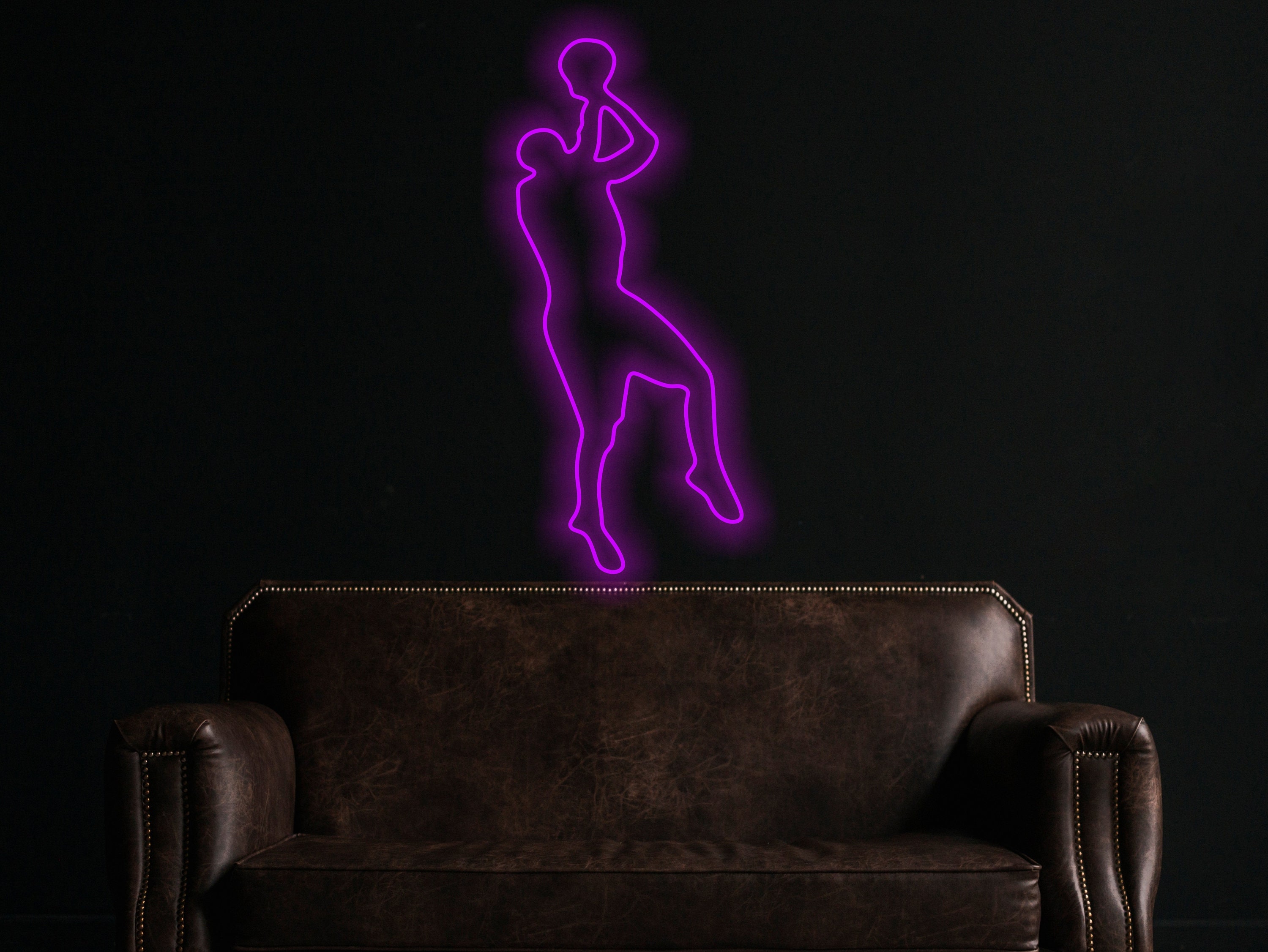 Basketball Player Neon Sign, Neon Dunking Basketball Player, Basketball Player In Mid-Air Neon Sign, Energy Neon Signs For Basketball Lovers