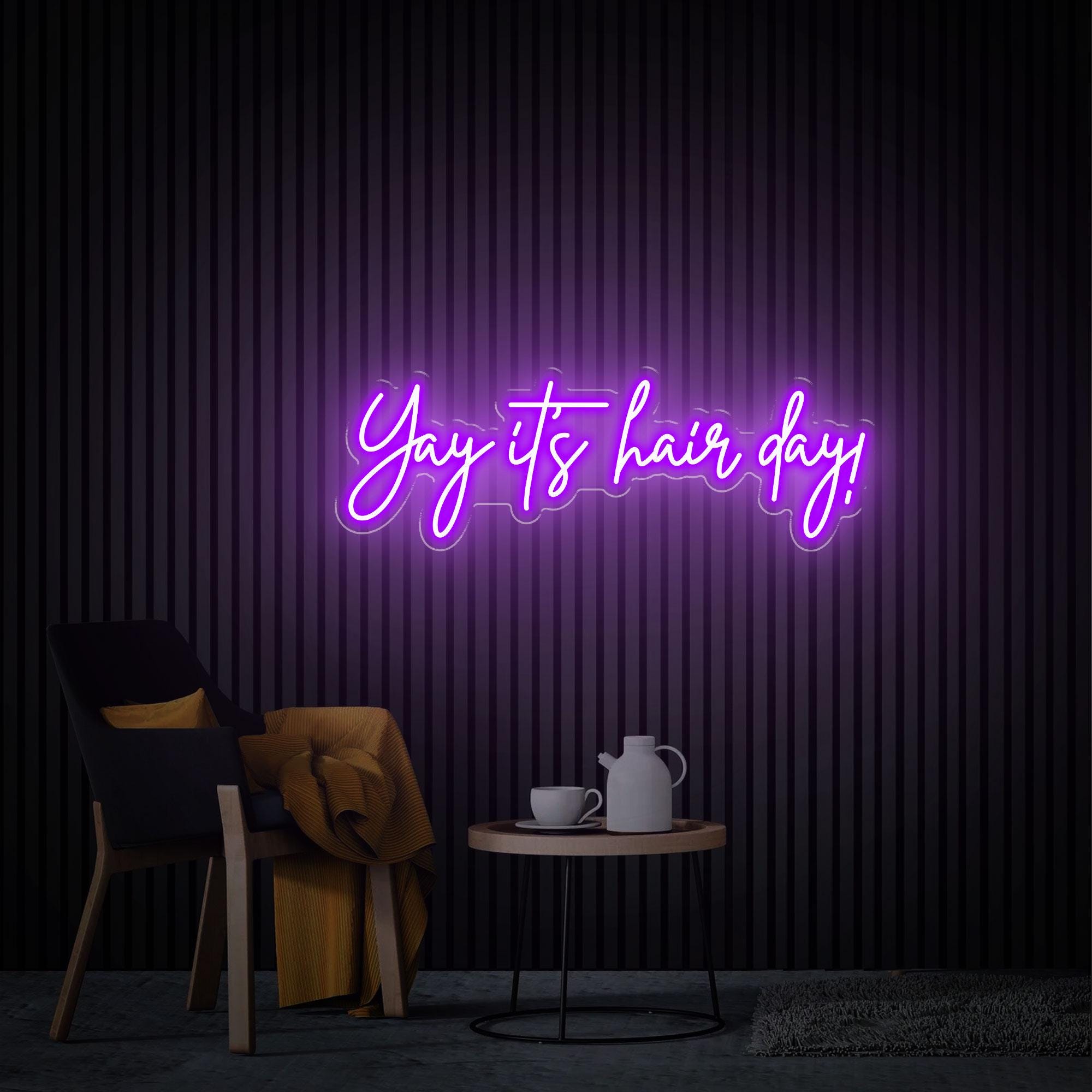Yay It's Hair Day Neon Sign, Hair Salon Neon Art, Beauty Salon Decor, Barber Shop Wall Decor, Custom Neon Sign, Hair Studio Light Sign