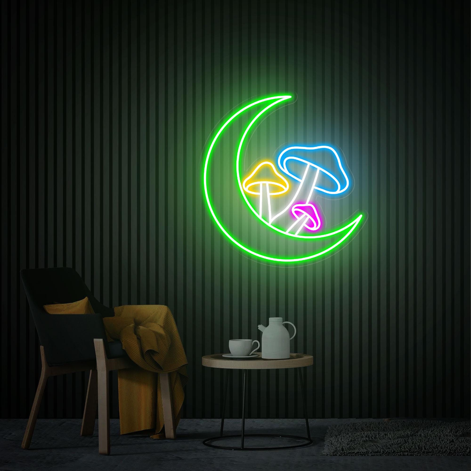 Moon Mushroom Neon Sign, Moon Phase Mushroom Neon Light, Custom Mushroom Neon Sign, Neon Wall Art Gift, Kids Room Decor Personalized Gifts