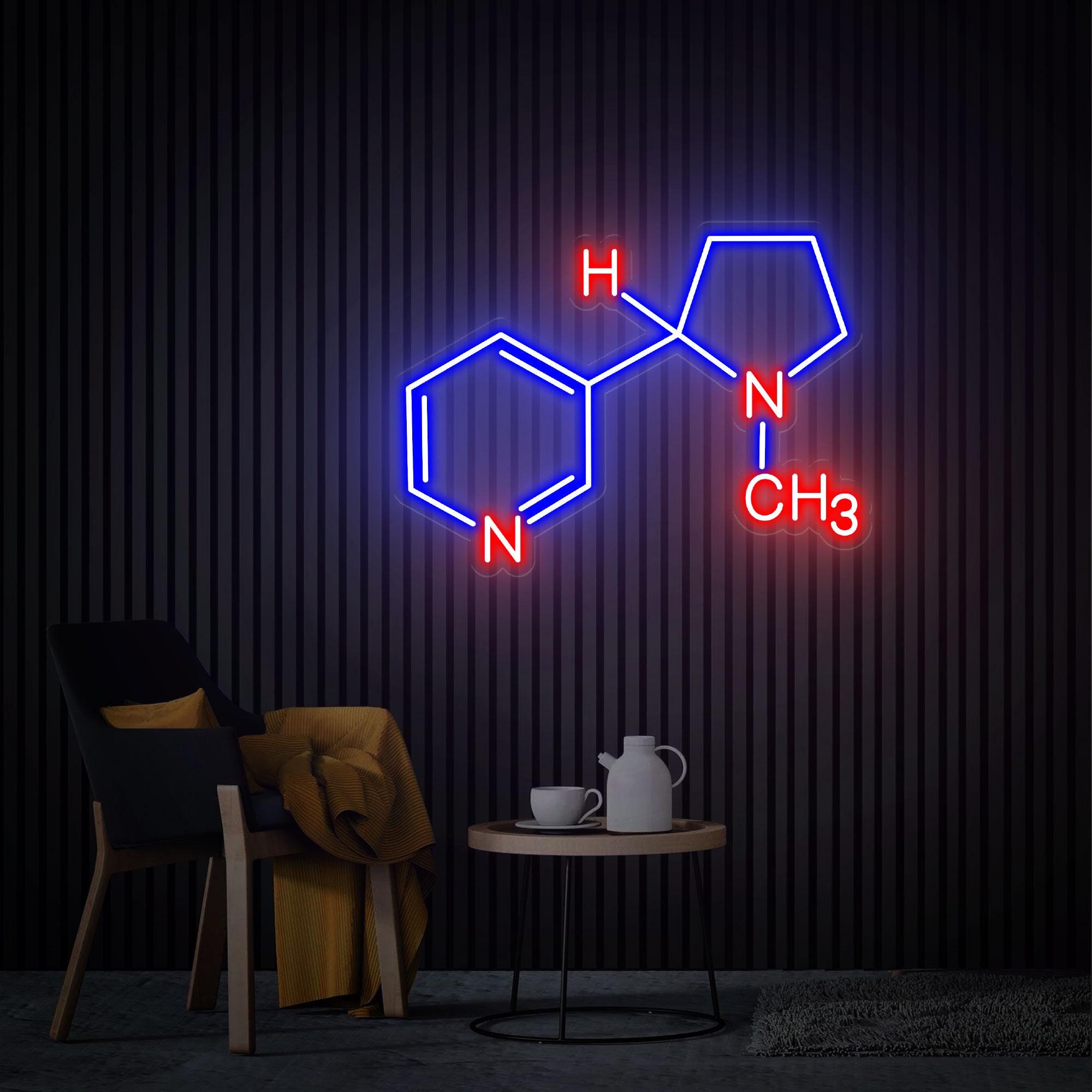 Nicotine Molecule Neon Sign, Nicotine Wall Art, Nicotine Wall Decor, Molecule Neon Light Custom Neon Sign Gifts for Husband Bedroom Decor