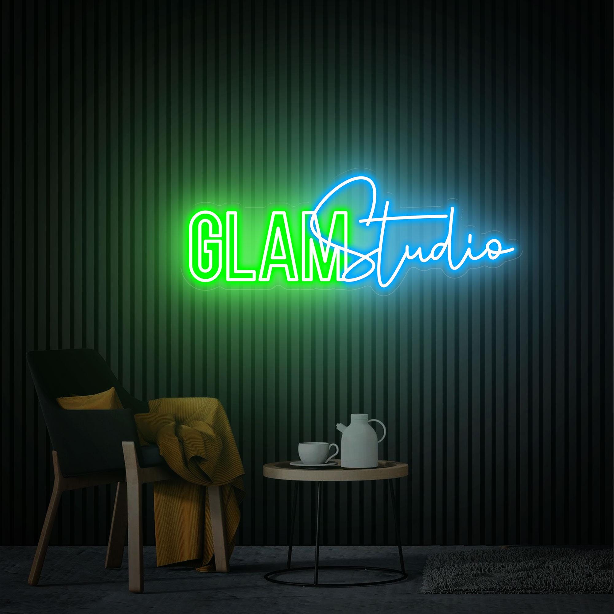 Glam Studio Neon Sign, Custom Beauty Salon Led Sign, Neon Wall Art, Hair Makeup Skin Nails Room Decor, Salon Welcome Sign New Business Gifts