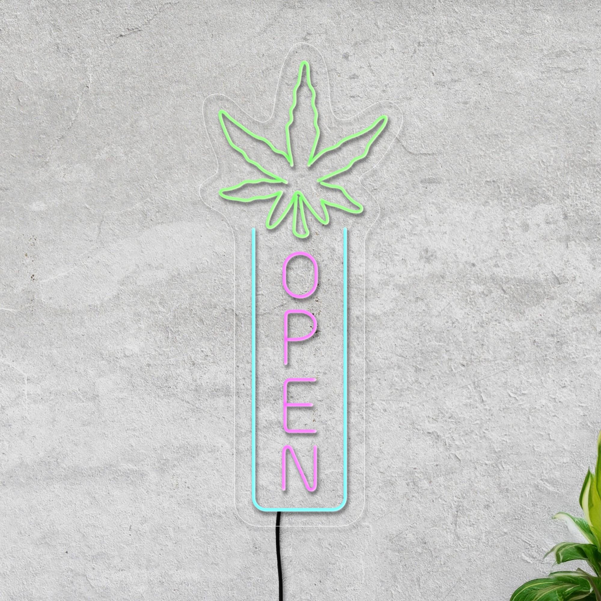 Cannabis Vertical Open Neon Sign, Marijuana Neon Sign, Weed Open Led Sign, Marijuana Shop Neon Sign, Cannabis Art Decor, Marijuana Art Decor