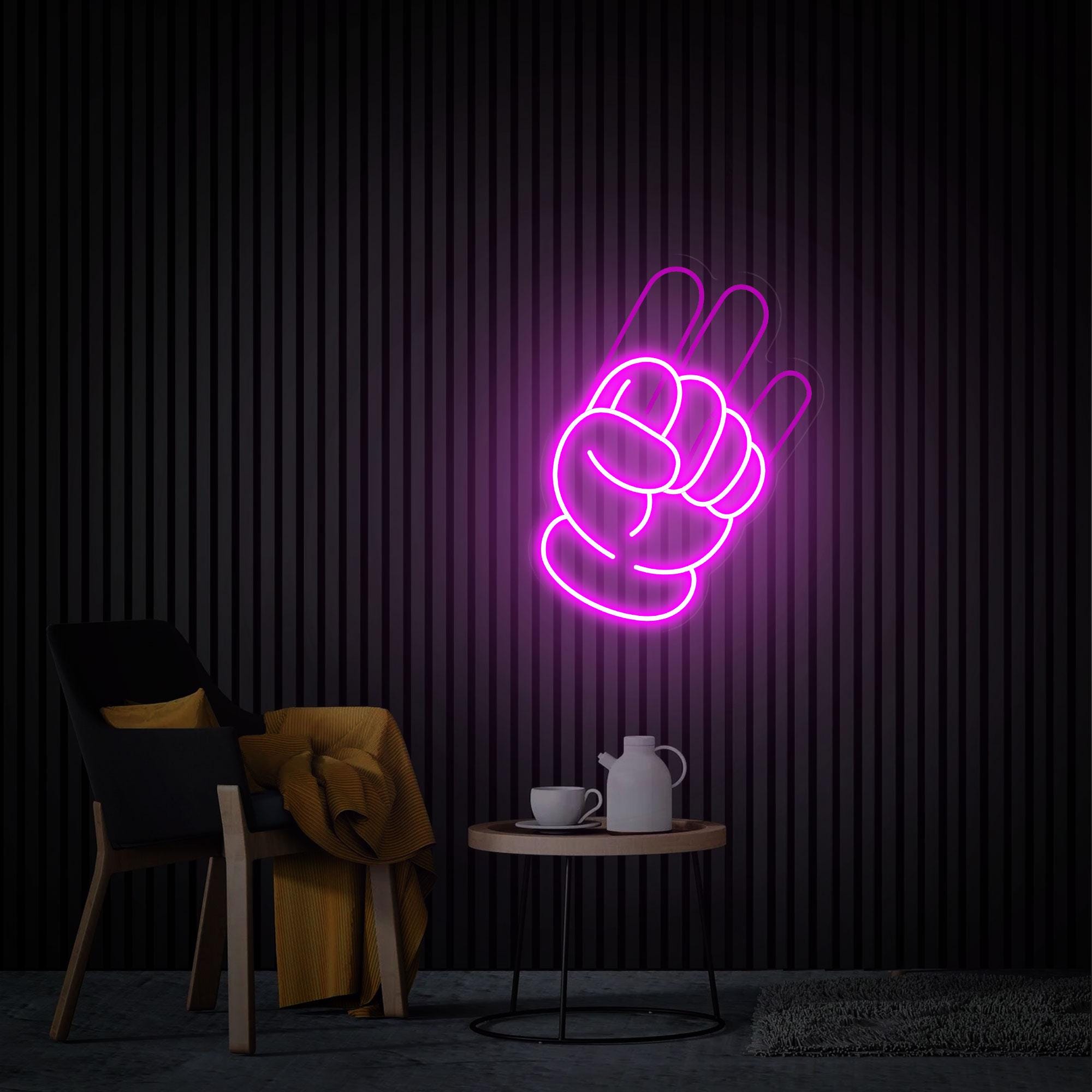 Hand Neon Sign, Hand Gesture Led Light, Rock on Hand Neon Sign, Gift for Boys, Custom Neon Sign, Home Bedroom Decor Christmas Gifts