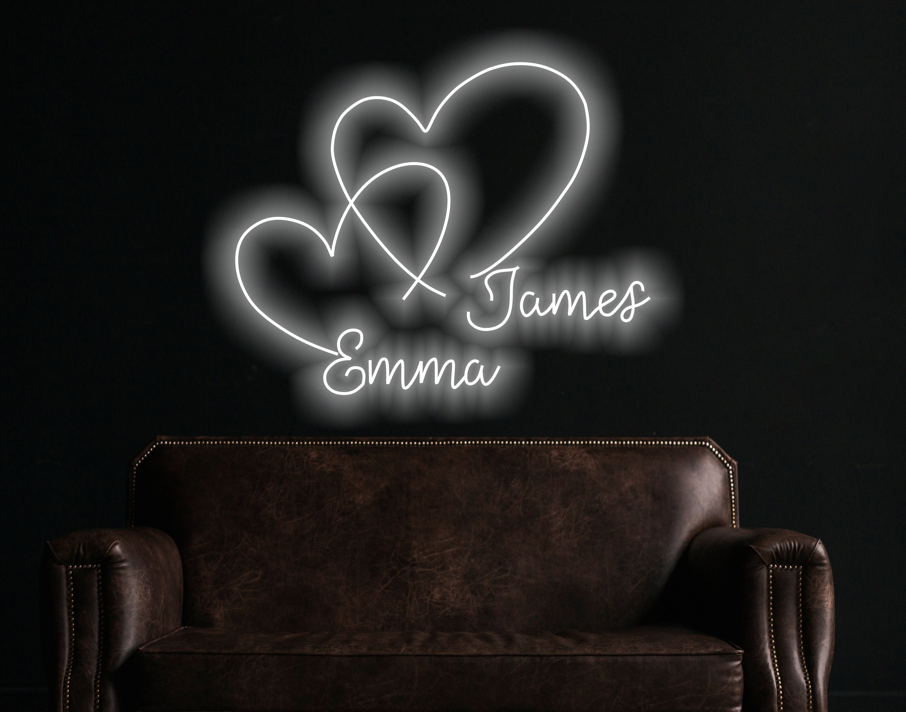 Custom Heart Neon Sign For Wedding, Wedding Neon Wall Decor, Neon Heart-Shaped Sign Personalized With The Names Of Newlyweds, Wedding Decor