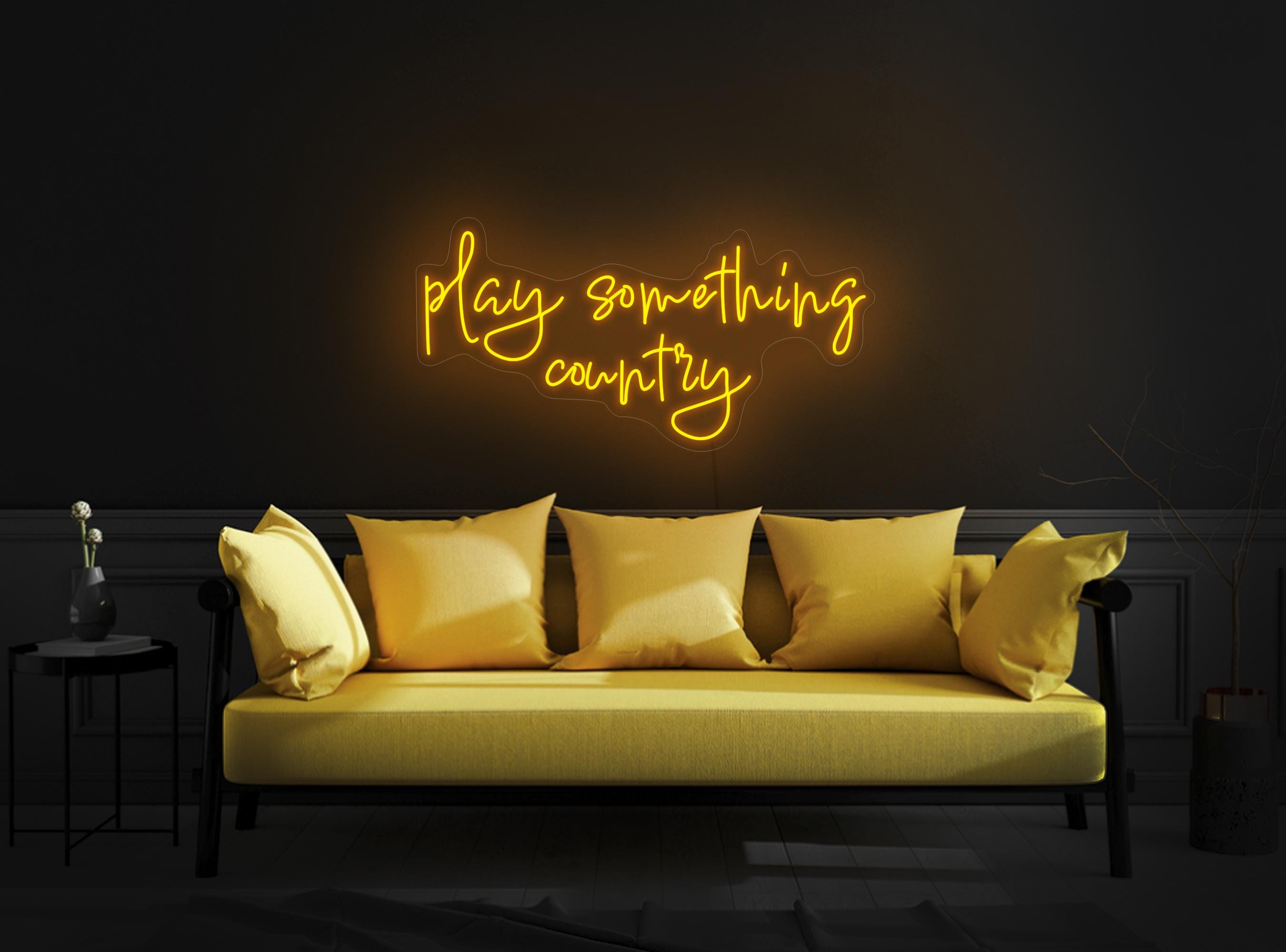 Play Something Country Neon Sign, Music Neon Sign, Play Led Sign, Country Music Neon Sign, Music Room Bar Neon Sign, Country Music Art Decor