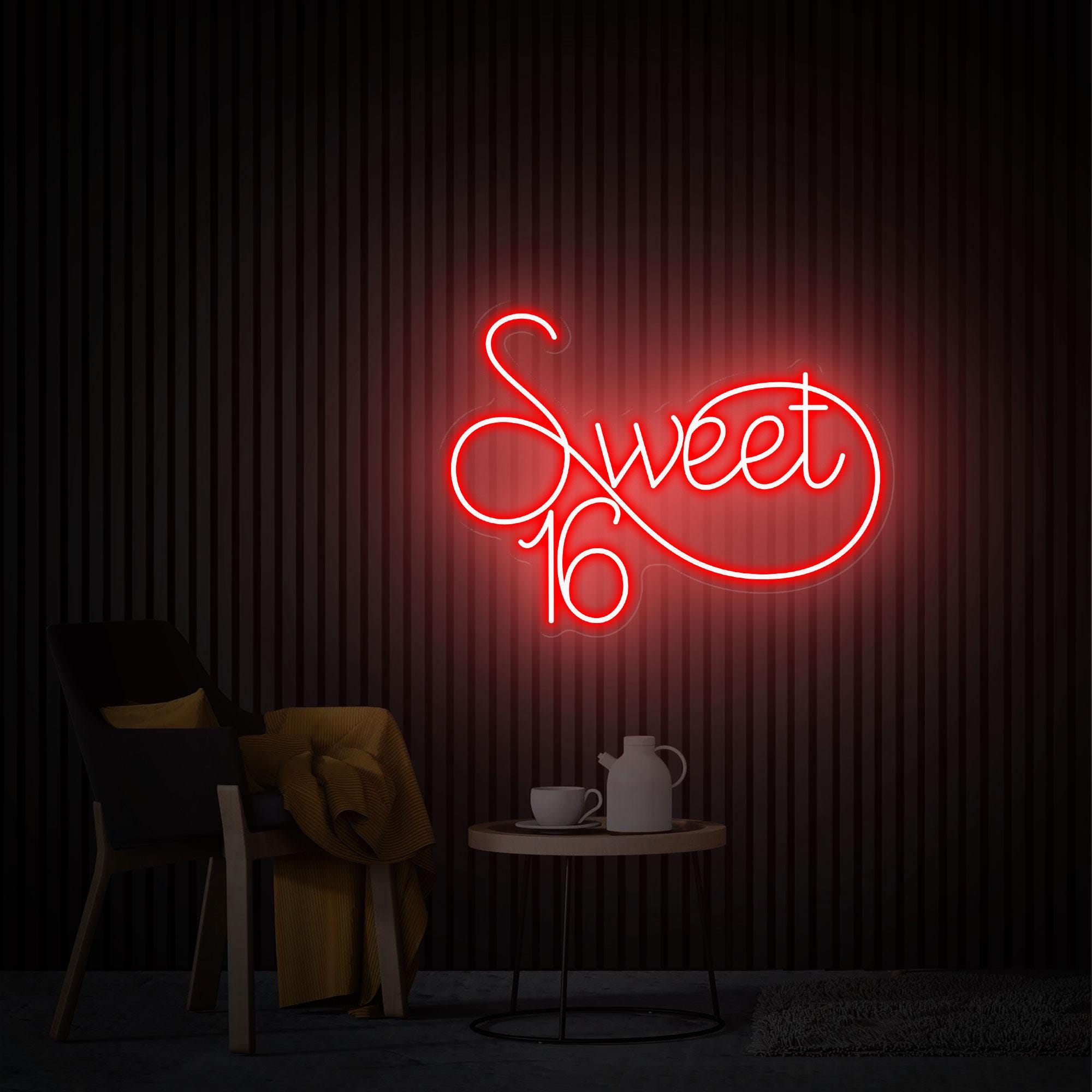 Sweet 16 Neon Sign, Custom Your 16th Birthday Led Neon Sign, Birthday Party Decor Best Friend Birthday Gifts for Her Sweet Sixteen Party Art