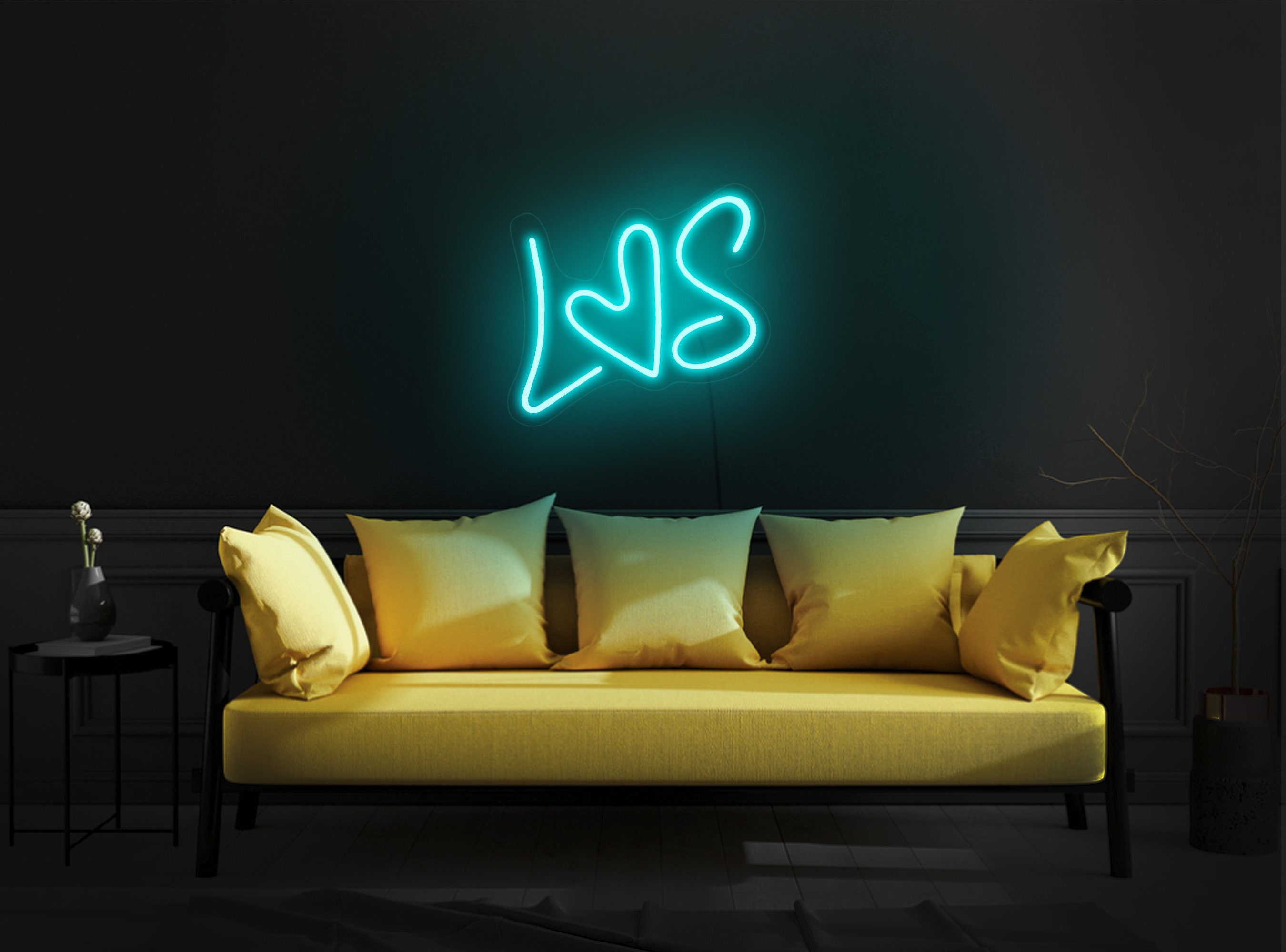 Heart Neon Sign Custom, Heart Led Sign, Heart Initials Neon Sign, Love Neon Sign, Love Heart Neon Sign, Neon Sign Bedroom