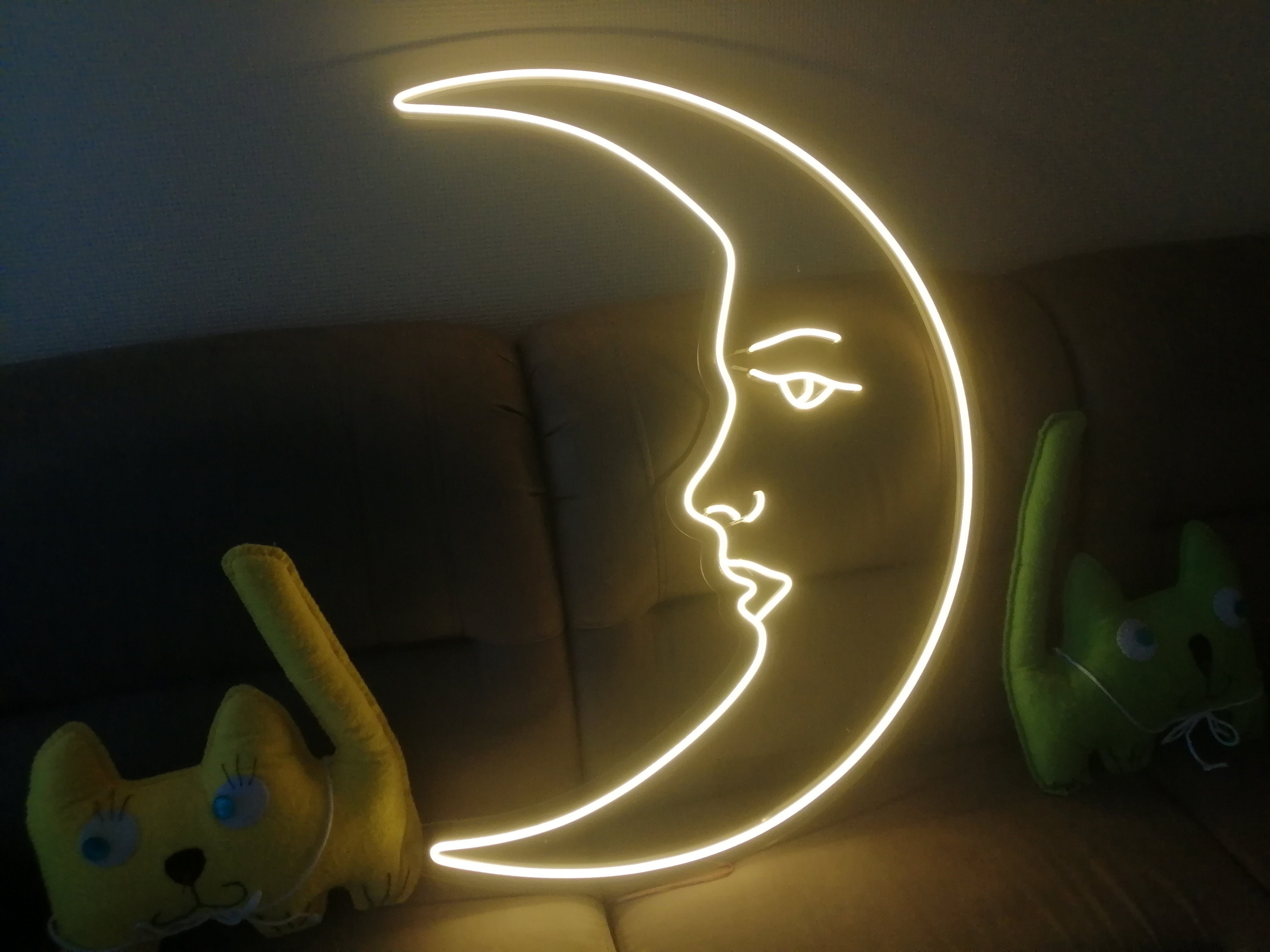 Moon Neon Sign, Moon Neon Light Sign, Moon Neon Light, Neon Wall Art, Handmade Neon Sign, Room Decor Neon Sign