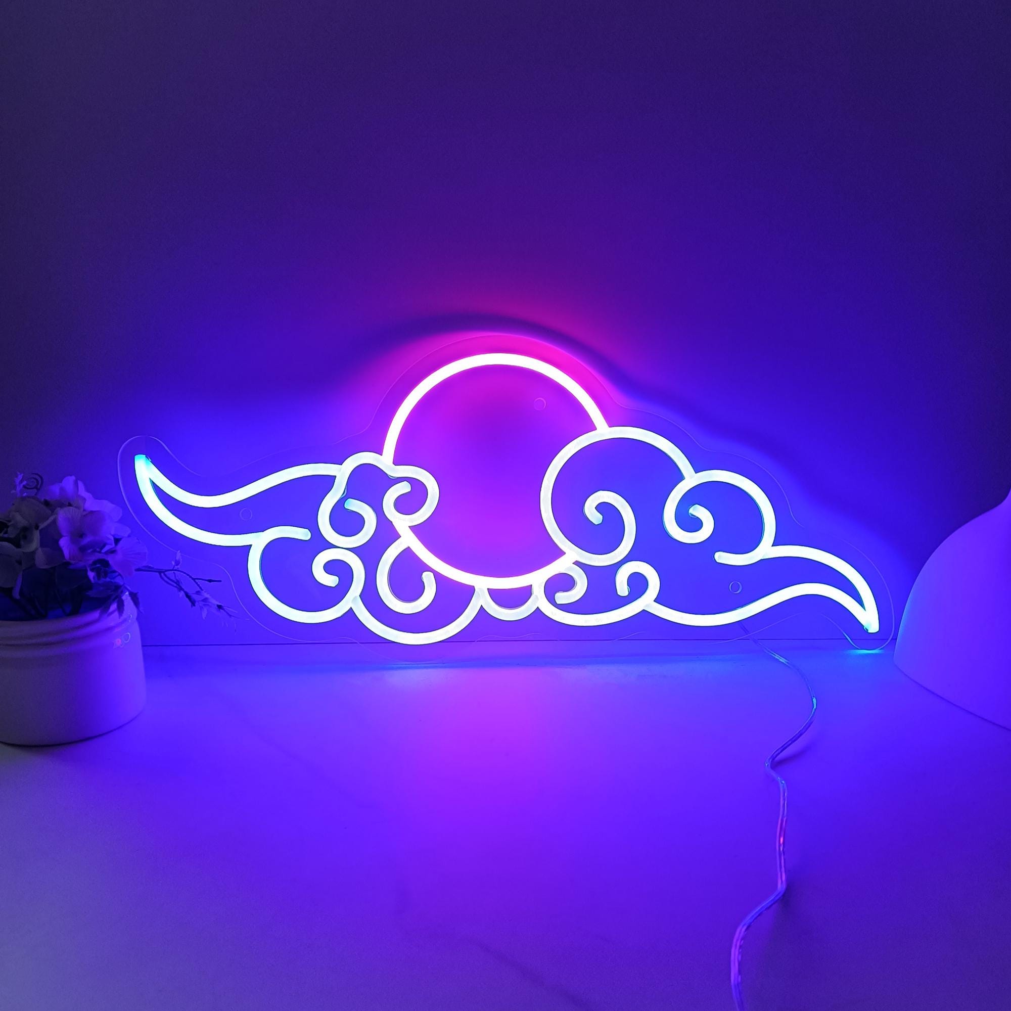 Anime Cloud Sunset Neon Sign, Anime Neon Sign, Neon Wall Art, Custom Neon Gift, Anime Art Manga Art, Kids Room Decor, Nursery Anime Room Art