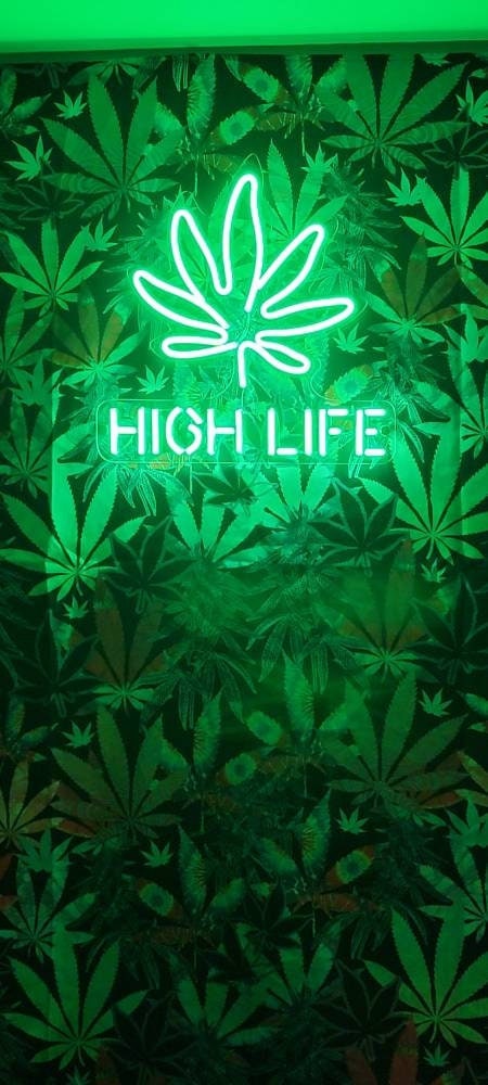 High Life Neon Sign, High Life Led Sign, High Life Walll Decor, Marijuana Neon Sign, Smoke Shop Decor, Marijuana Led Sign, Green Neon Sign