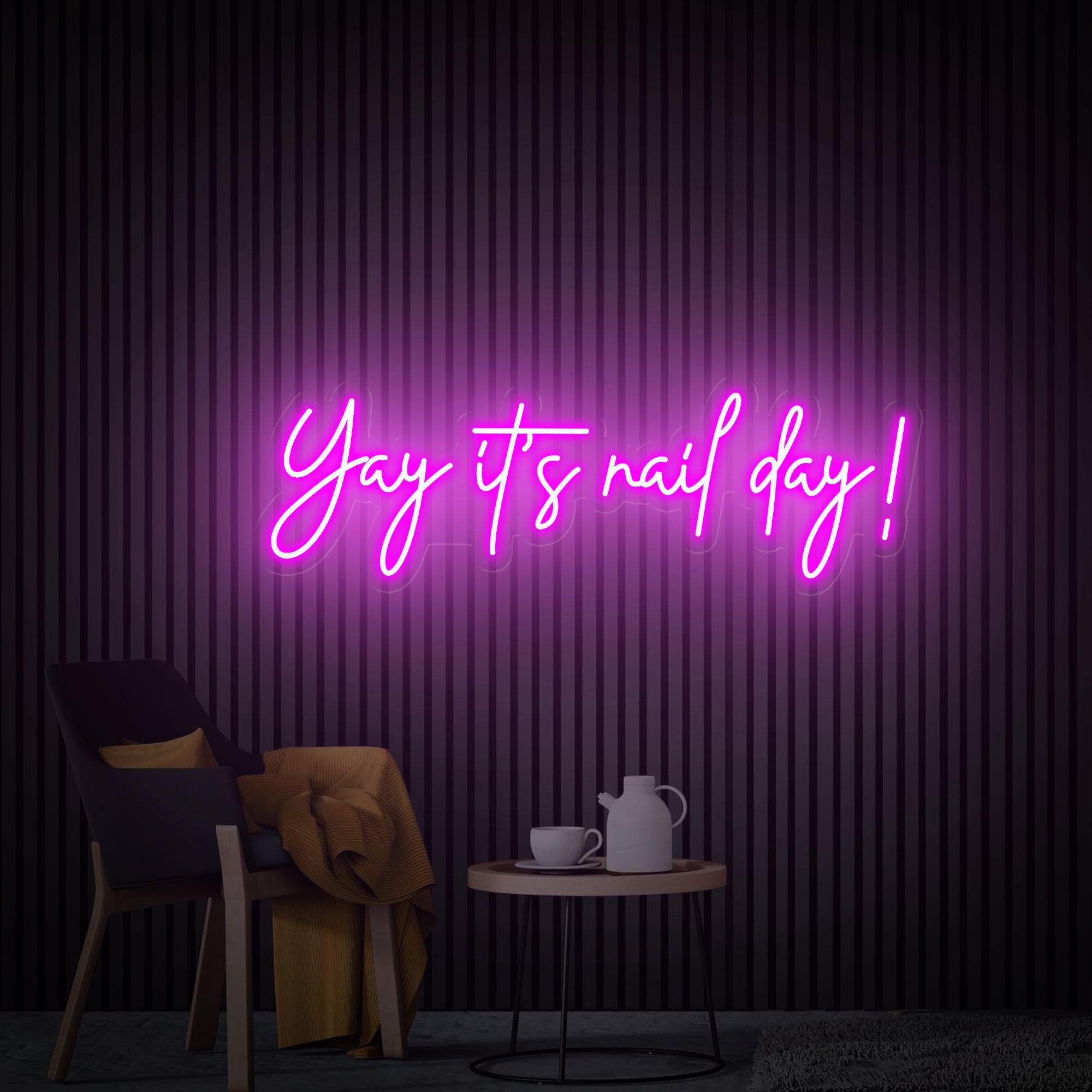 Yay It's Nail Day Neon Sign, Custom Salon Logo Nail Wall Art, Beauty Salon Decor, Nail Led Sign, Custom Glow Business Sign Personalized Gift