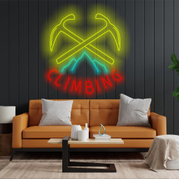 Сlimbing Logo Neon Sign, Neon Sign For Rock Climbers, Neon Light For Climbing Enthusiasts, Climber's Neon Sign, Neon For Rock Climbing Fans