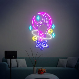 Galaxy Moon And Stars Hand Neon Sign For Bedroom, Cafe, Studio Led Neon Sign