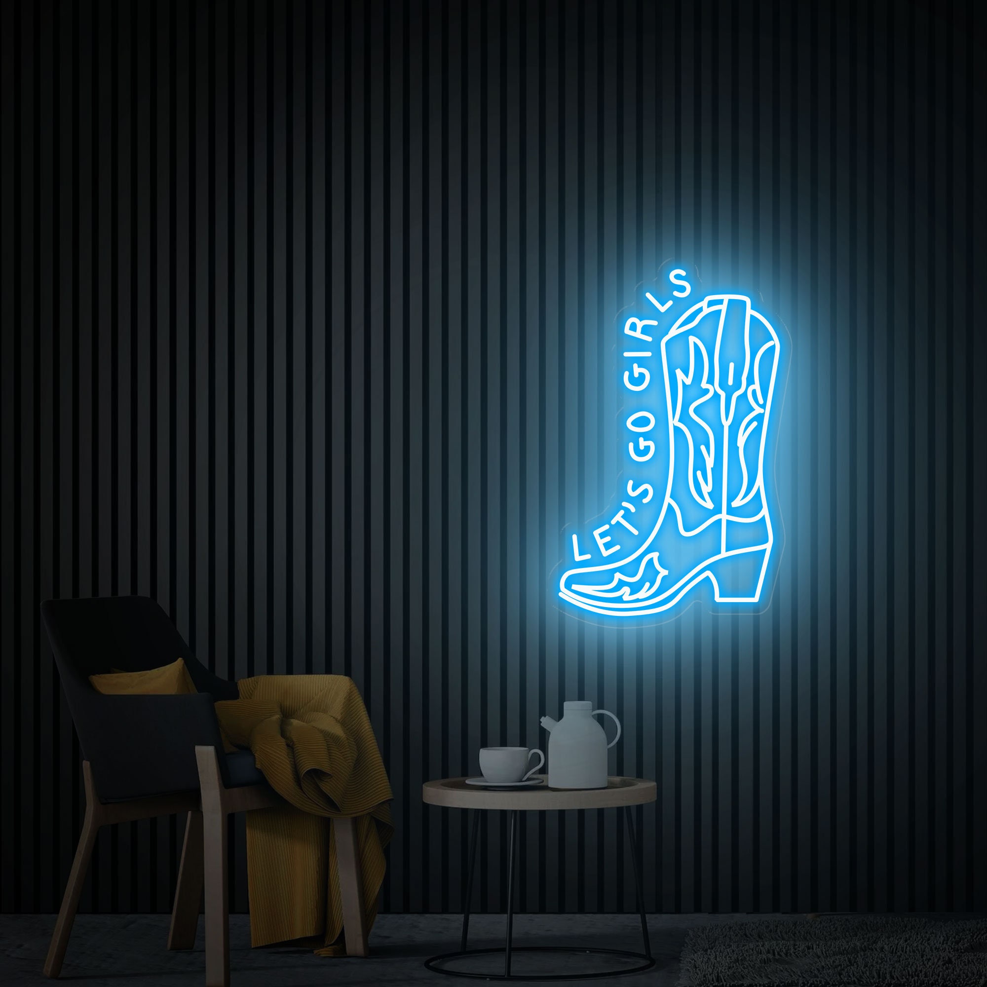Cowboy Boot Neon Sign, Let's Go Girls Cowboy Shoe Led Sign, Western Neon Light, Custom Bar Neon Sign, Custom Wall Cowboy Decor Led Light