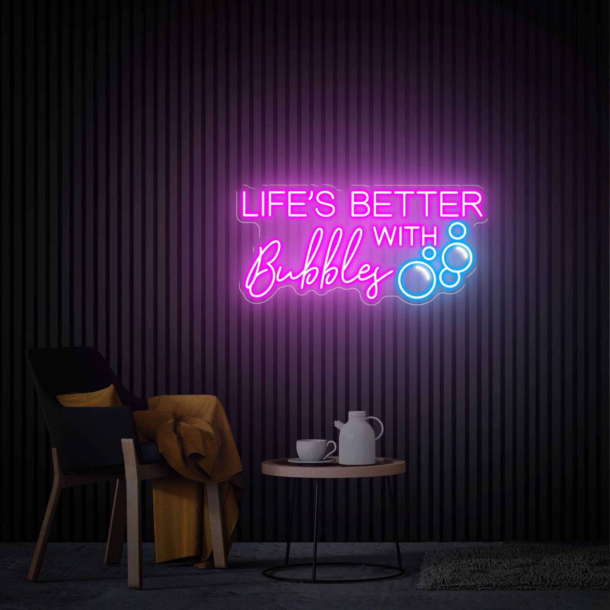 Life is better with Bubbles Neon Sign, Custom Neon Sign, Champagne Wall Decor, Bubbles Neon Wall Art, Wedding Backdrop Party Decor Gifts