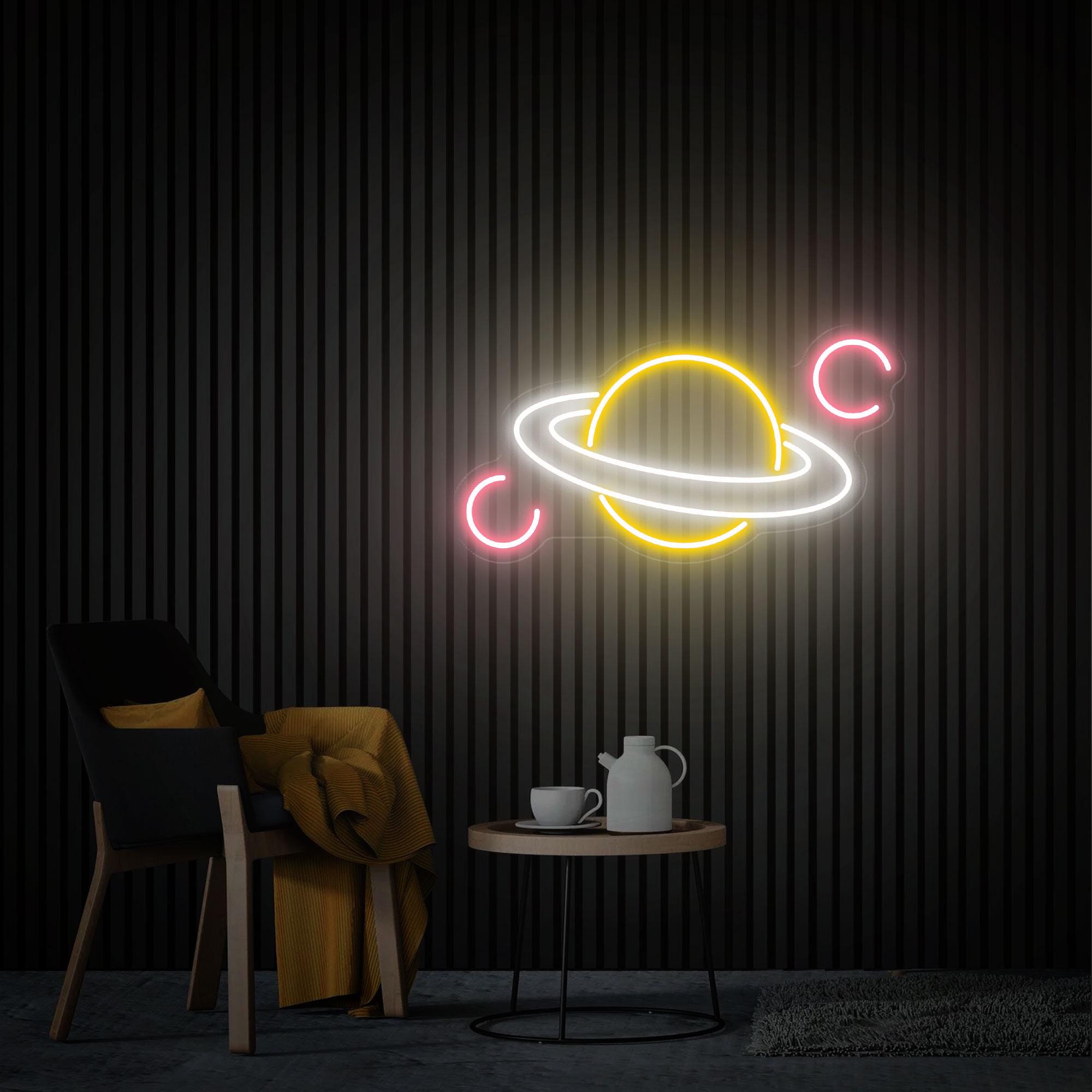 Planet Saturn Neon Sign Custom Planet Neon Sign Neon Wall Art Bedroom Decor Personalized Gift for Kids Custom Light Kids Room Office Decor