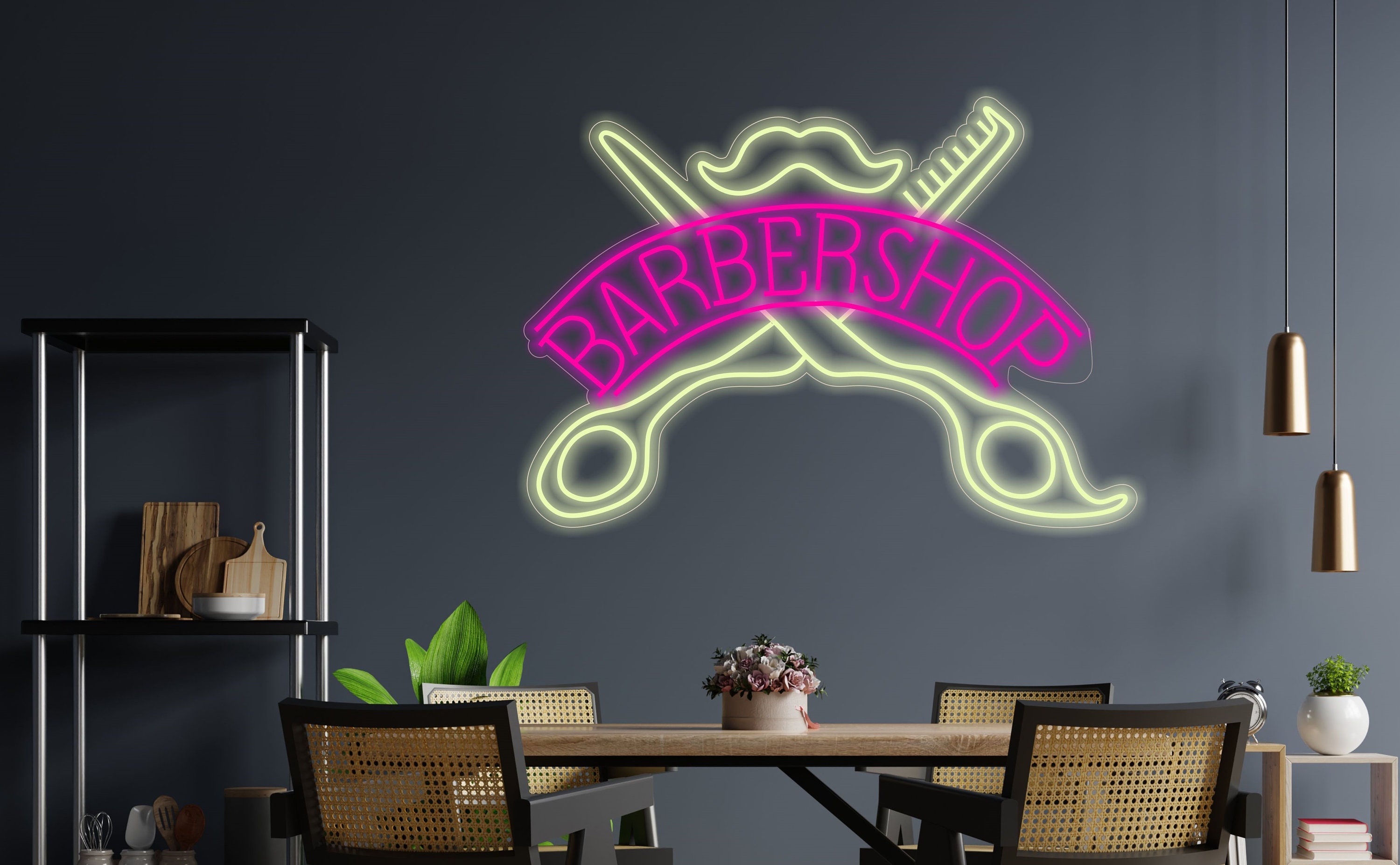 Barbershop Neon Sign, Custom Neon Sign For Barbershop, Barbershop Open Sign, Neon Haircut Sign, Neon Sign For Men's Grooming, Wall Decor