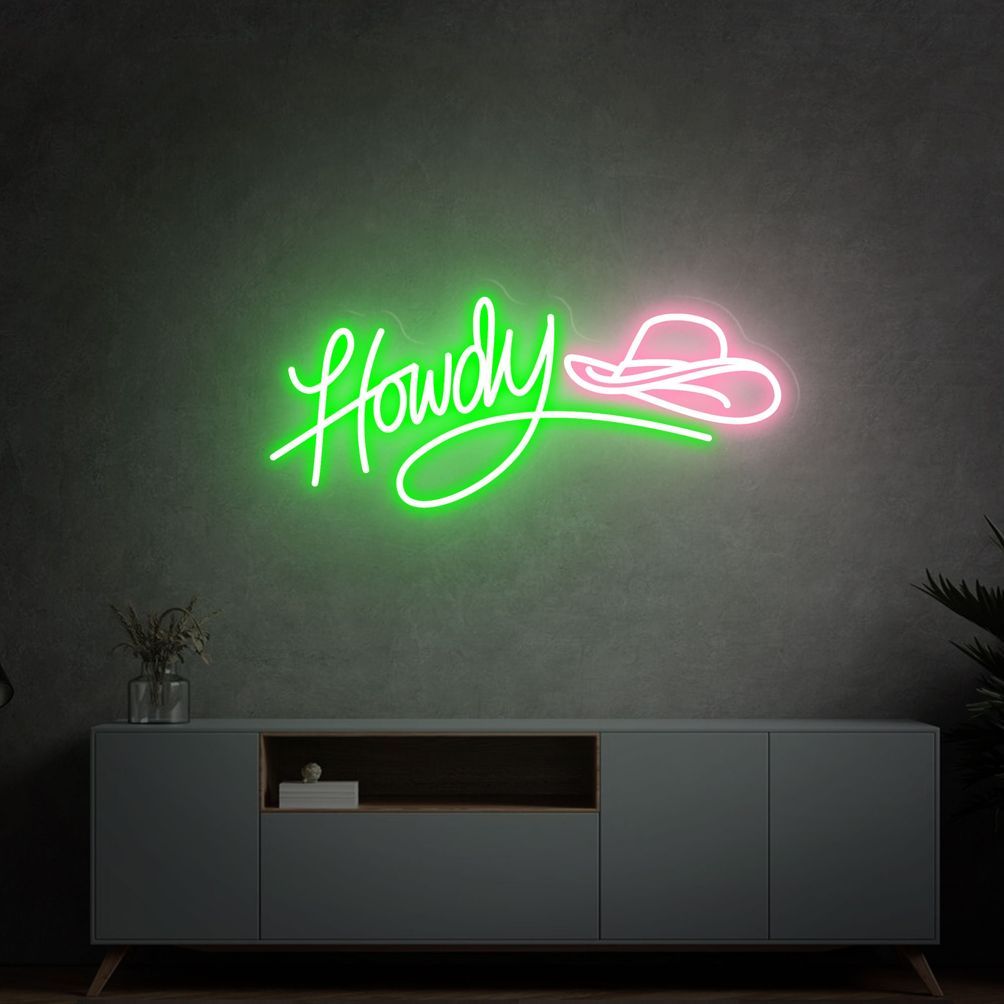 Howdy Neon Sign, Led Cowboy Hat Sign, Western Led Sign, North American Greeting Neon Light, Light Up Cowboy Party Decor Signs