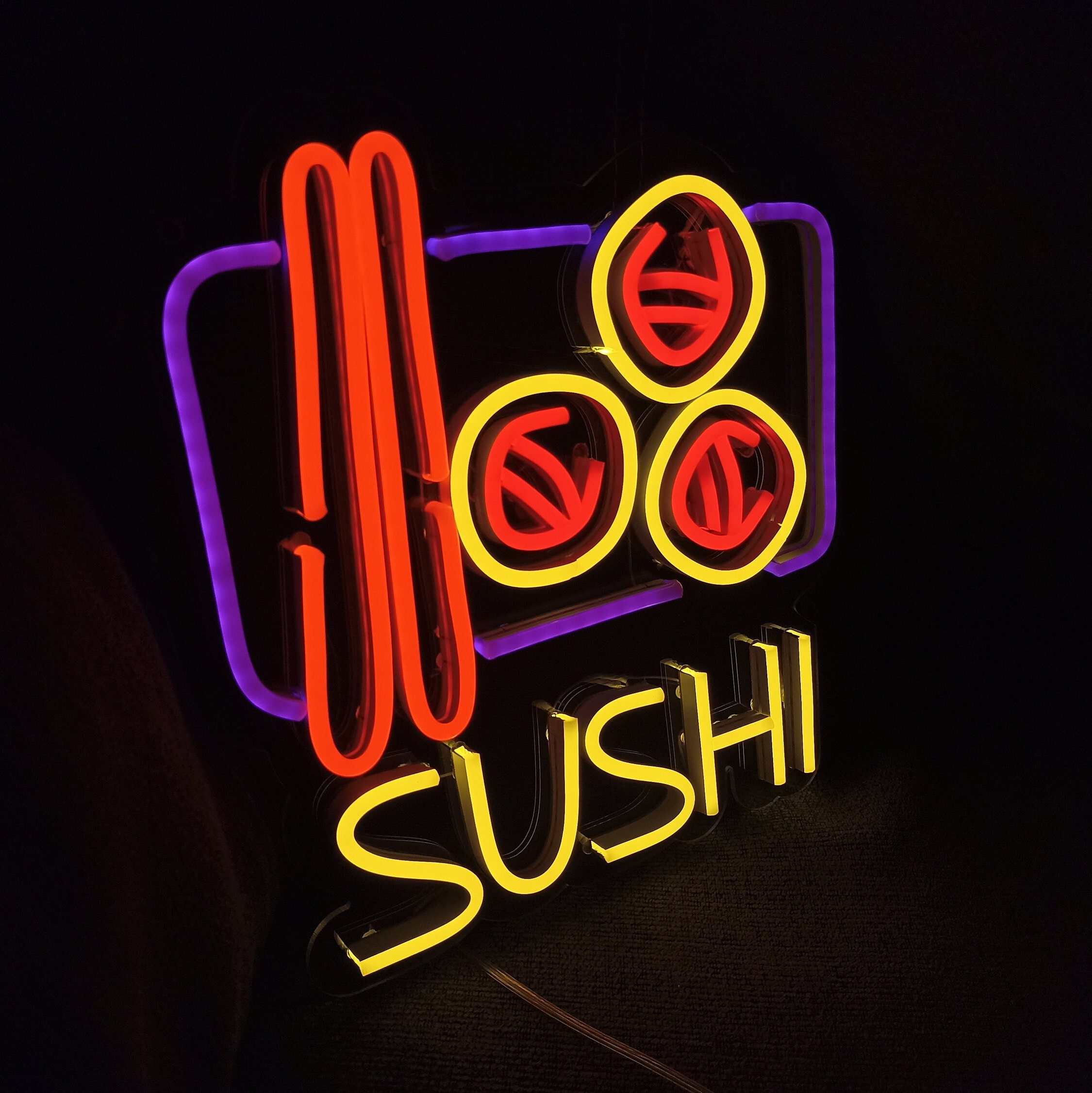 Sushi Neon Sign, Neon Sushi Bar Decor, Sushi Roll Neon Advertisement, Sushi Led Sign, Sushi Neon Art, Neon Sushi Roll Sign