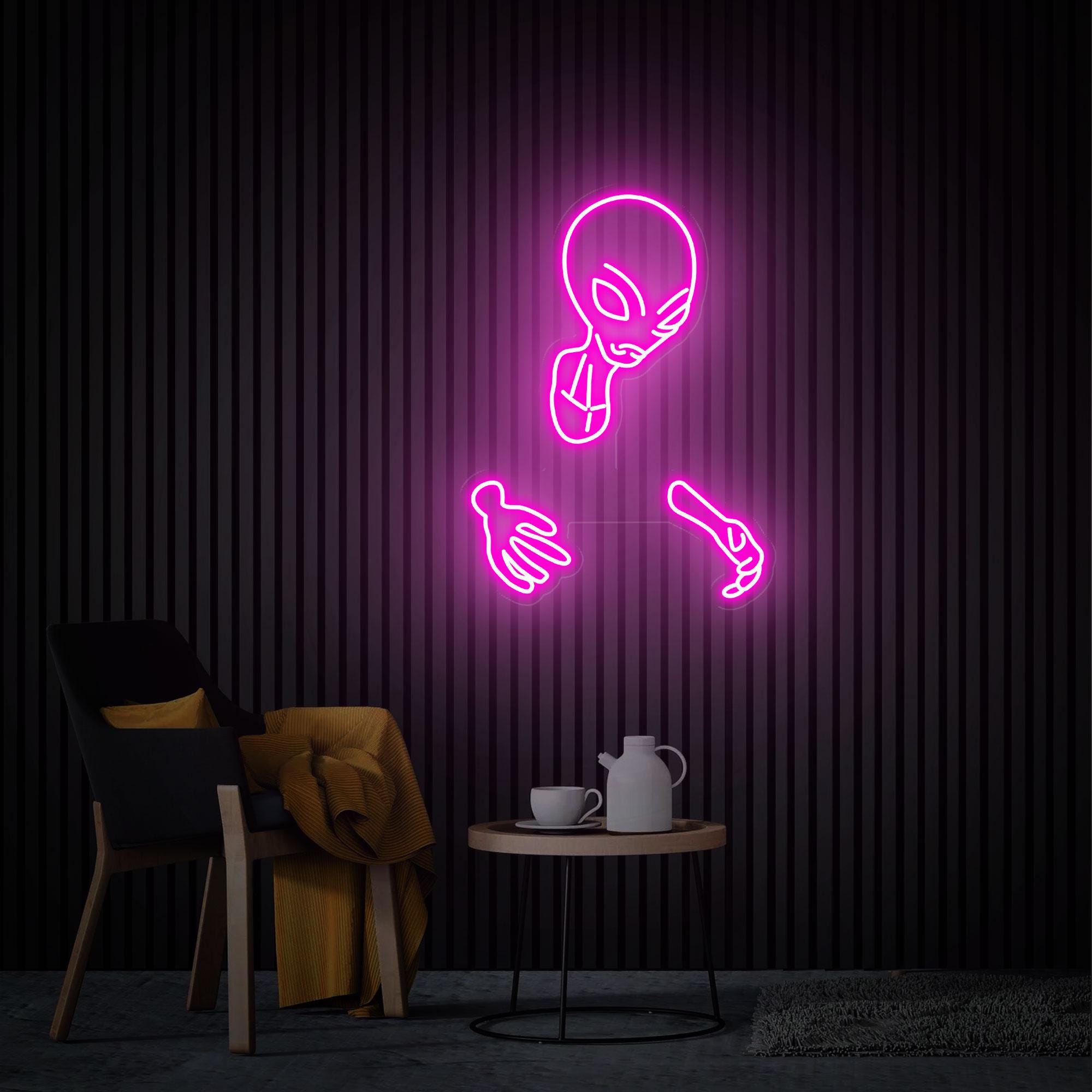 Alien Invasion Neon Sign, Funny Alien Led Sign, Custom Neon Sign, Alien Cartoon Wall Art, Shop Bar Pub Man Cave Hip Hop Party Wall Decor