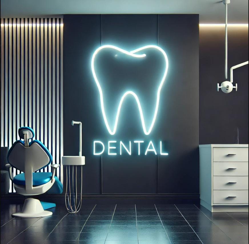 Dental Clinic Neon Sign, Dental Neon Sign, Tooth Neon Light, Custom Neon Tooth Sign
