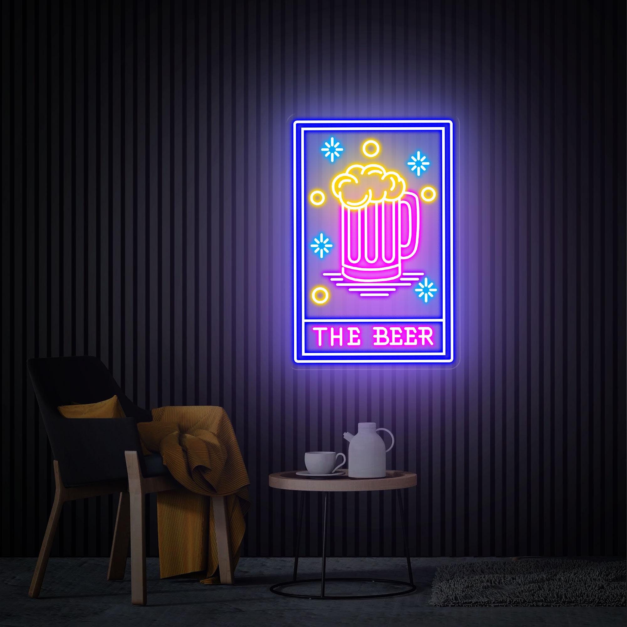 The Beer Neon Sign, Beer Pub Decor, Custom Neon Sign, Cocktails Bar Wall Decor Art, C Home Bar Decor, Bar Pub Wall Art, Beer Club Led Light