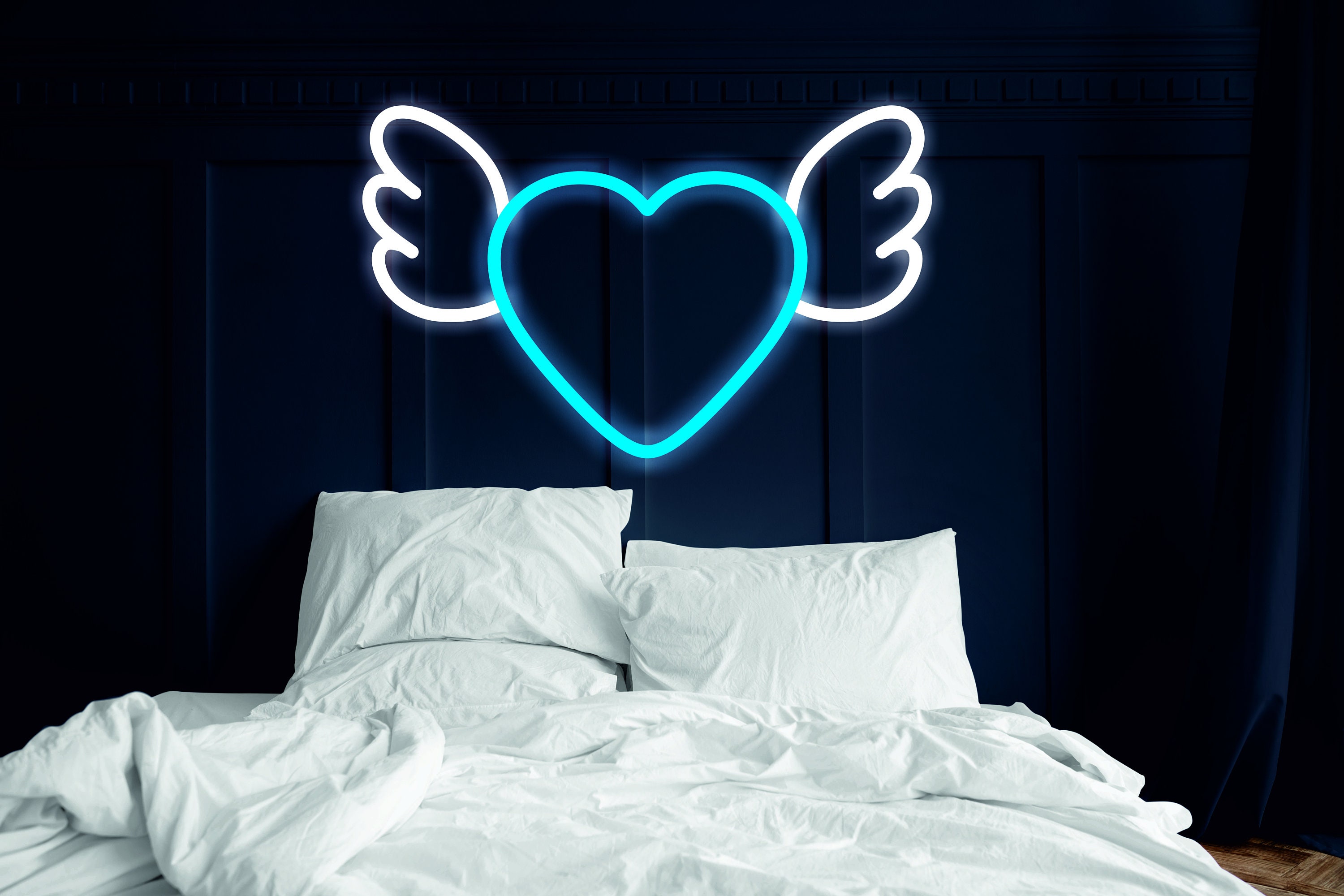 Heart With Wings Neon Sign, Lover Gift Neon Sign, Gift For Her Neon Sign