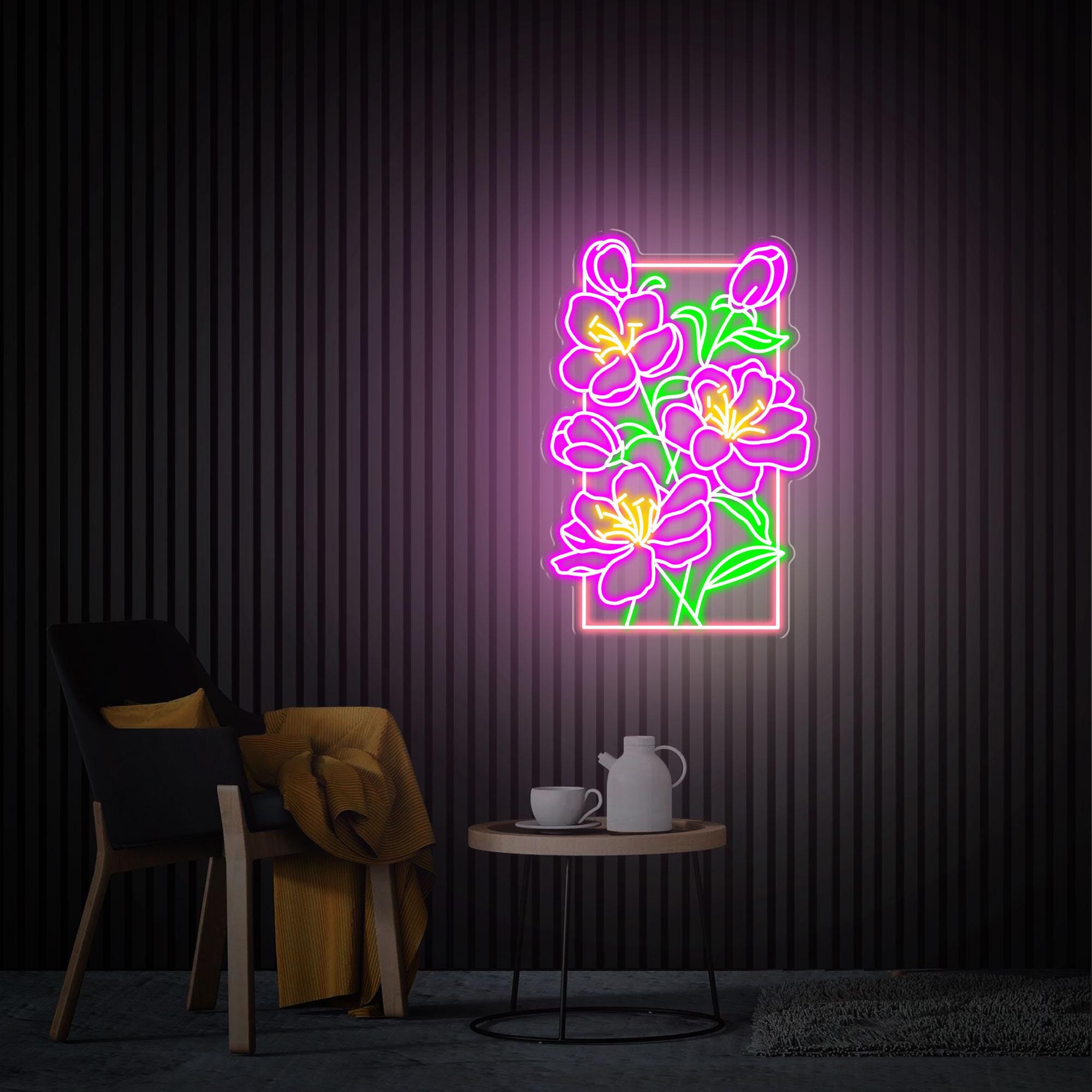 Flower Neon Sign, Flower Led Neon Light Dimmable, Custom flower Neon Sign Gift for Her, Home Bedroom Neon Wall Art Decor Housewarming Gifts