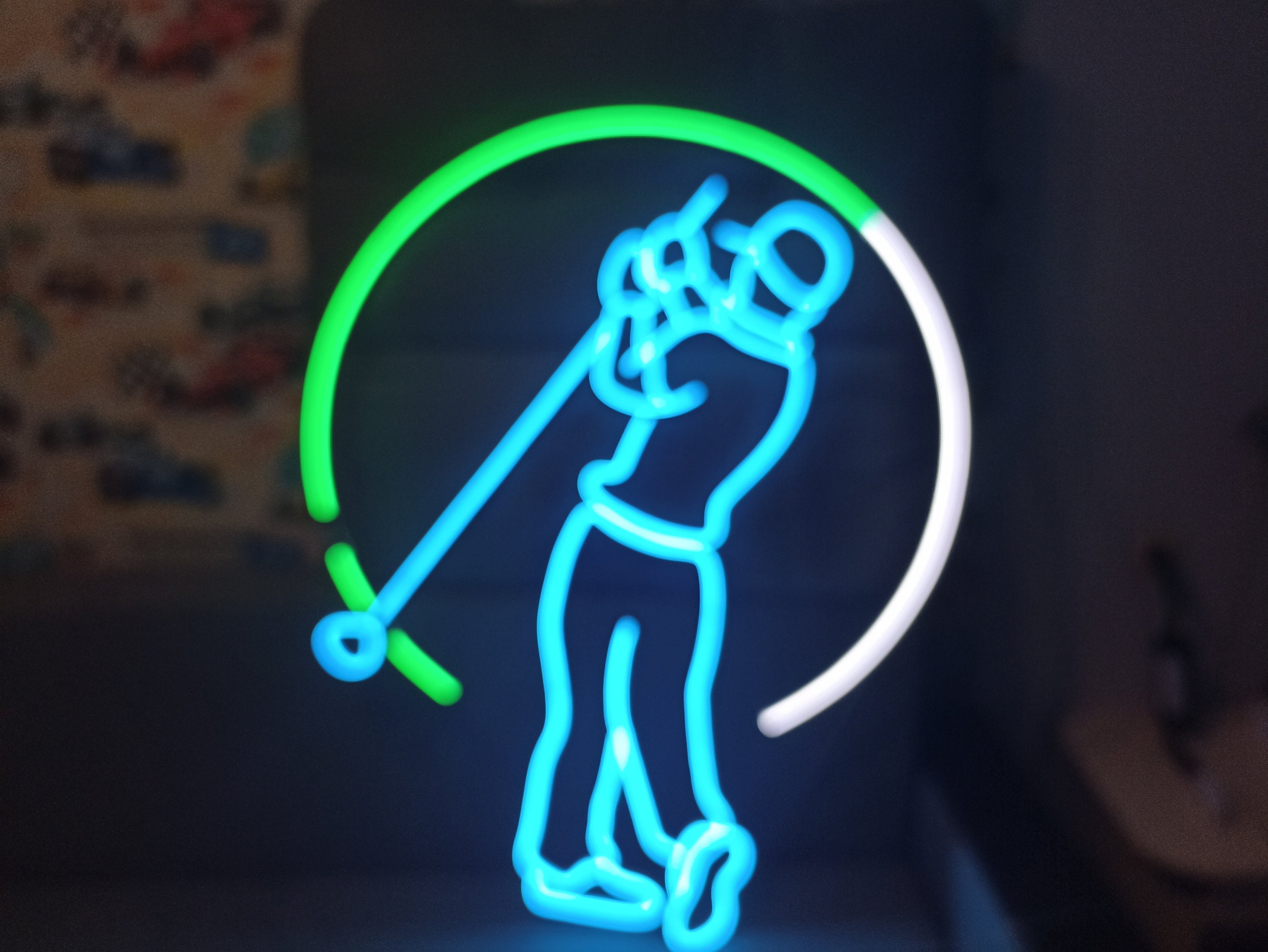 Neon Golf Sign, Neon Sign For A Golf Player Hitting A Golf Ball, Golf Game Neon Signs, Golf Led Neon Sign, Golf Ball Led Neon Sign