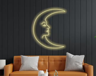 Moon NeoN Shape Light, Lunar Crescent Neon Sign, Crescent Moon Glow Sign, Celestial Crescent Moon Neon, Mom Moon Light, Moon Woman Neon Sign