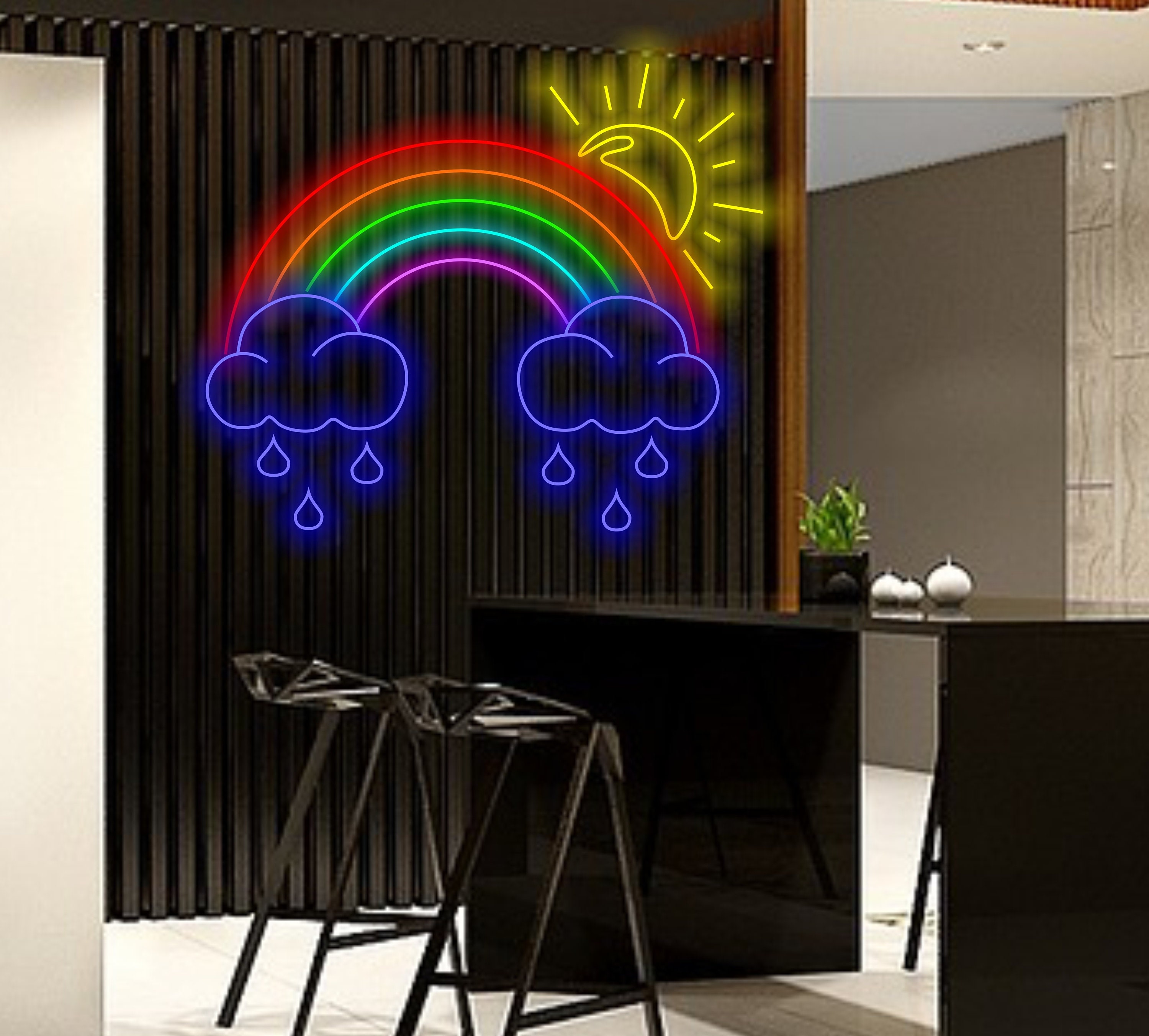 Rainbow Neon Sign, Cloud Neon Sign, Rain Neon Sign, Cloud And Rainbow Neon Sign, Decor Handmade Neon Sign, Kids Room Decor, Children Sign