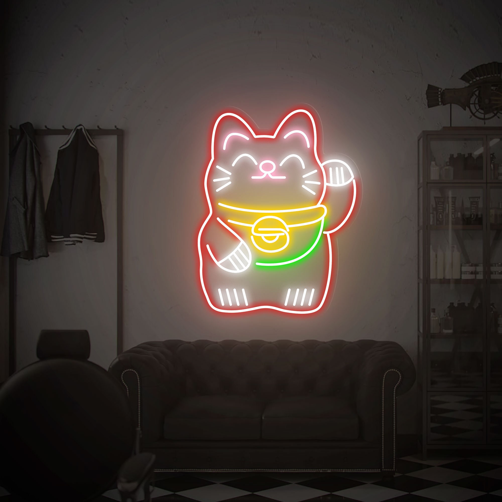 Lucky Cat Neon Sign, Lucky Cat Kitty, Maneki Neko Neon Sign, Anime Neon Sign, Custom Neon Sign, Neon Sign for Business