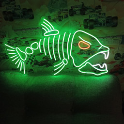 Fish Neon Sign, Skeleton Fish Neon Sign, Gift For A Fisherman, Predatory Fish Neon, Silver Salmon Neon