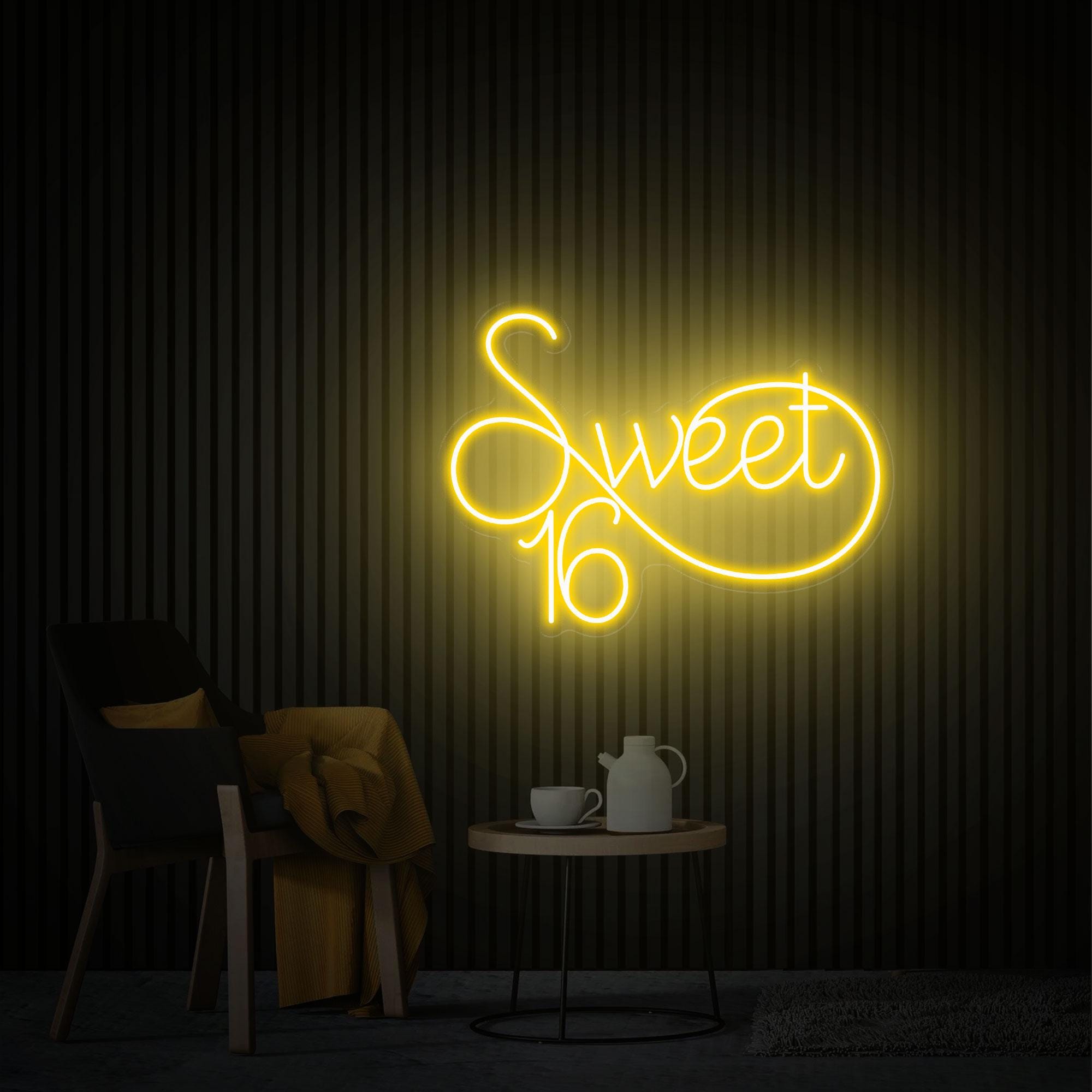 Sweet 16 Neon Sign, Custom Your 16th Birthday Led Neon Sign, Birthday Party Decor Best Friend Birthday Gifts for Her Sweet Sixteen Party Art