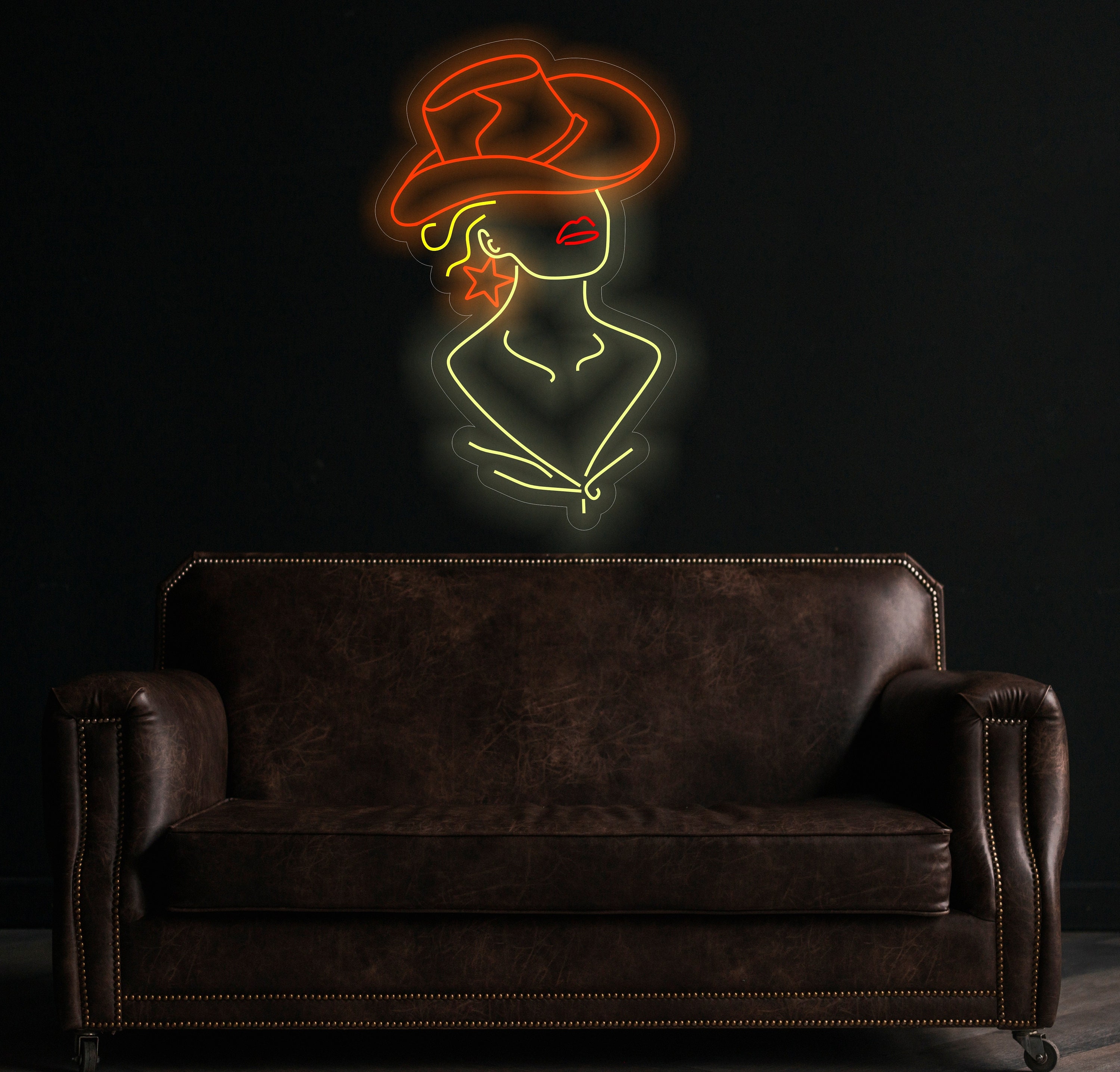 Cowgirl Neon Sign, Custom Western Decor, Woman In A Cowboy Hat Led Neon Light, Girl In A Cowboy Hat Led Neon Light, Western Wall Decor