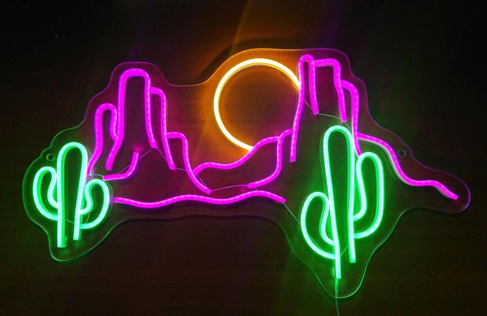 Desert Neon Sign, Mountain Neon Sign, Cactus Neon Sign, Sunset Neon Sign, Western Neon Sign, Mexican Neon Sign, Desert Decor, Mountain Decor