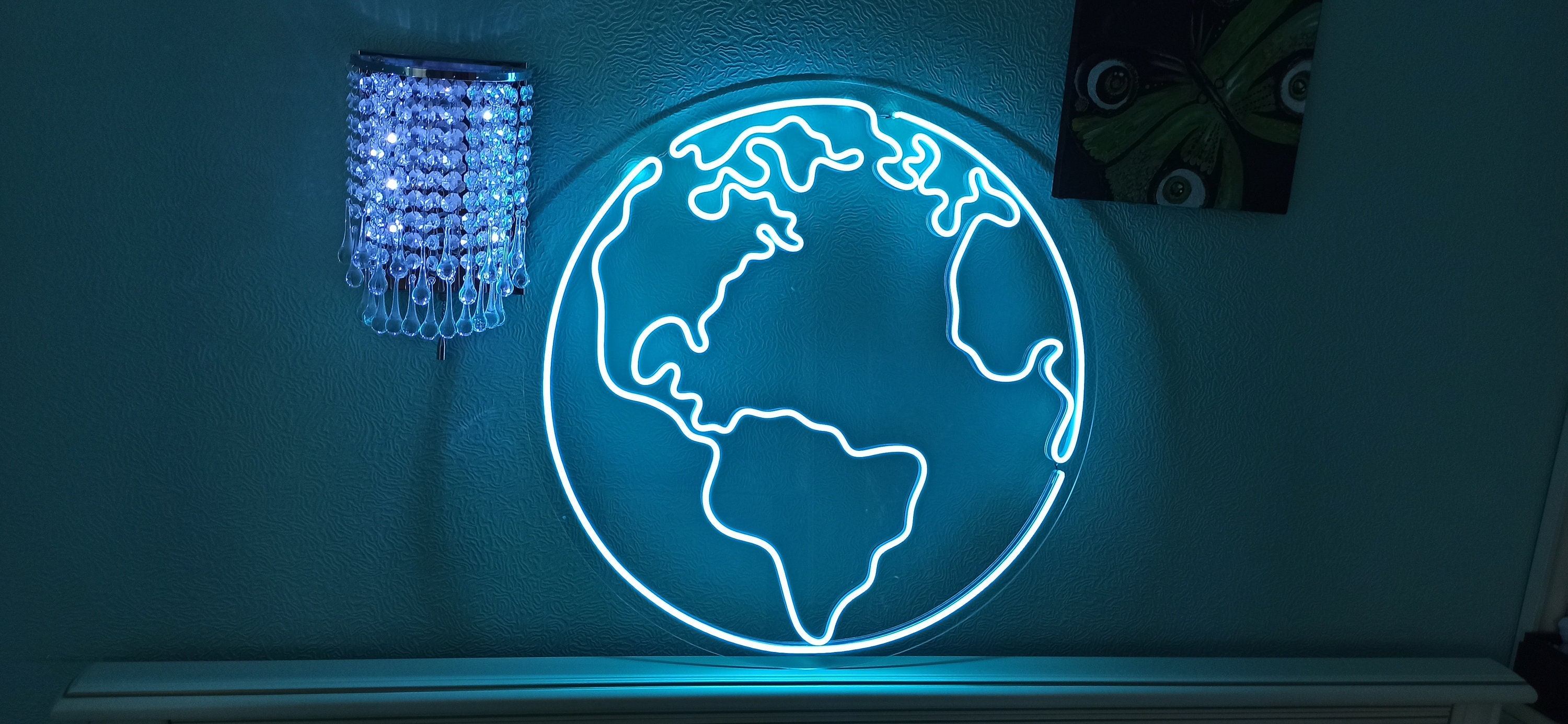 Planet Earth Neon Sign, Galaxy/Space Neon Signs Decor