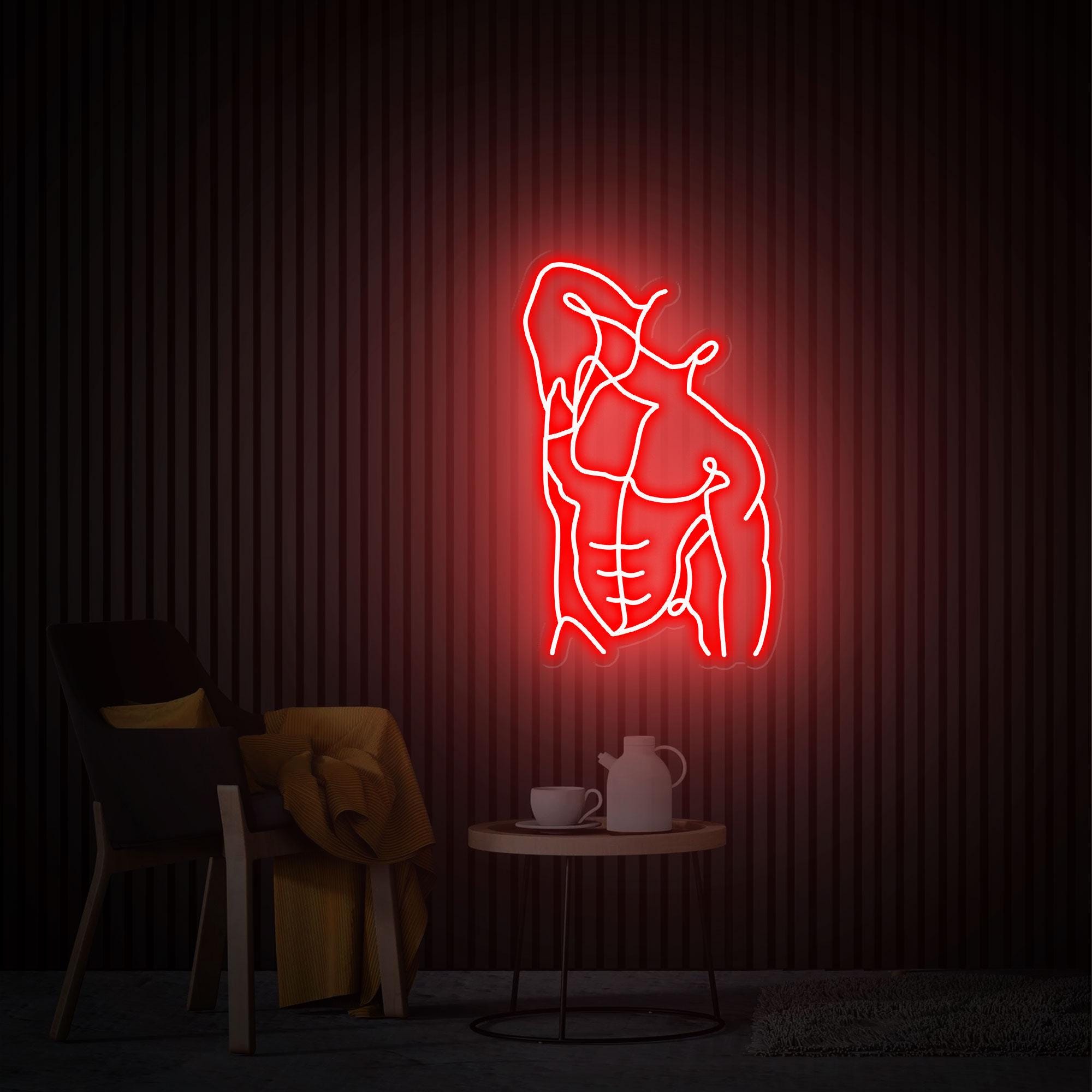 Man Neon Sign, Man Art, Male Body Art, Custom Neon Sign, Bedroom Wall Decor, Masculine Man Wall Art, Man Body Wall Art, Gay Love Art Gift