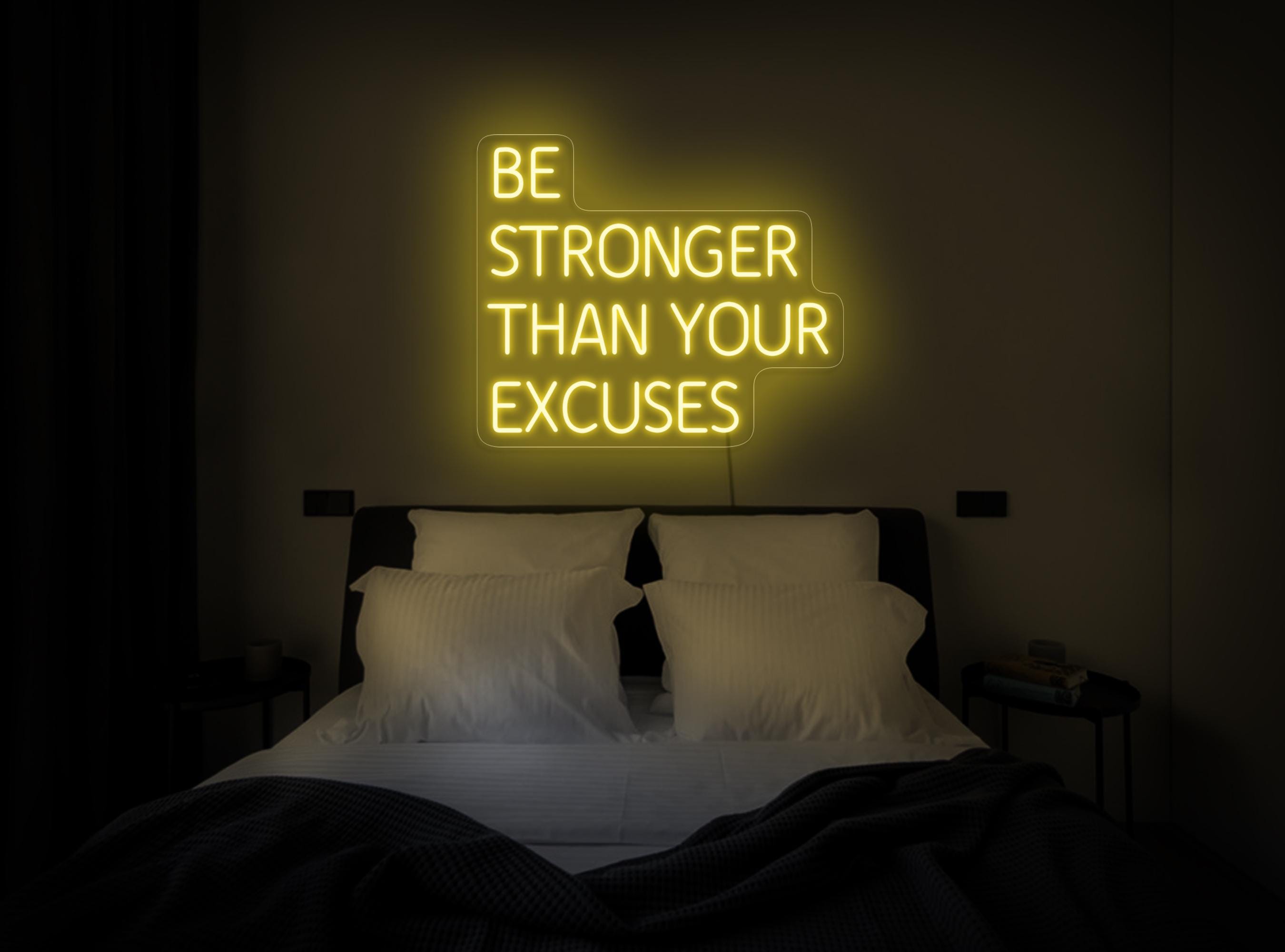 Be Stronger Than Your Excuses Neon Sign, Gym Neon Sign, Motivational Neon Sign, Gym Gift Ideas, Fitness Workout Neon, Gym Wall Art Decor