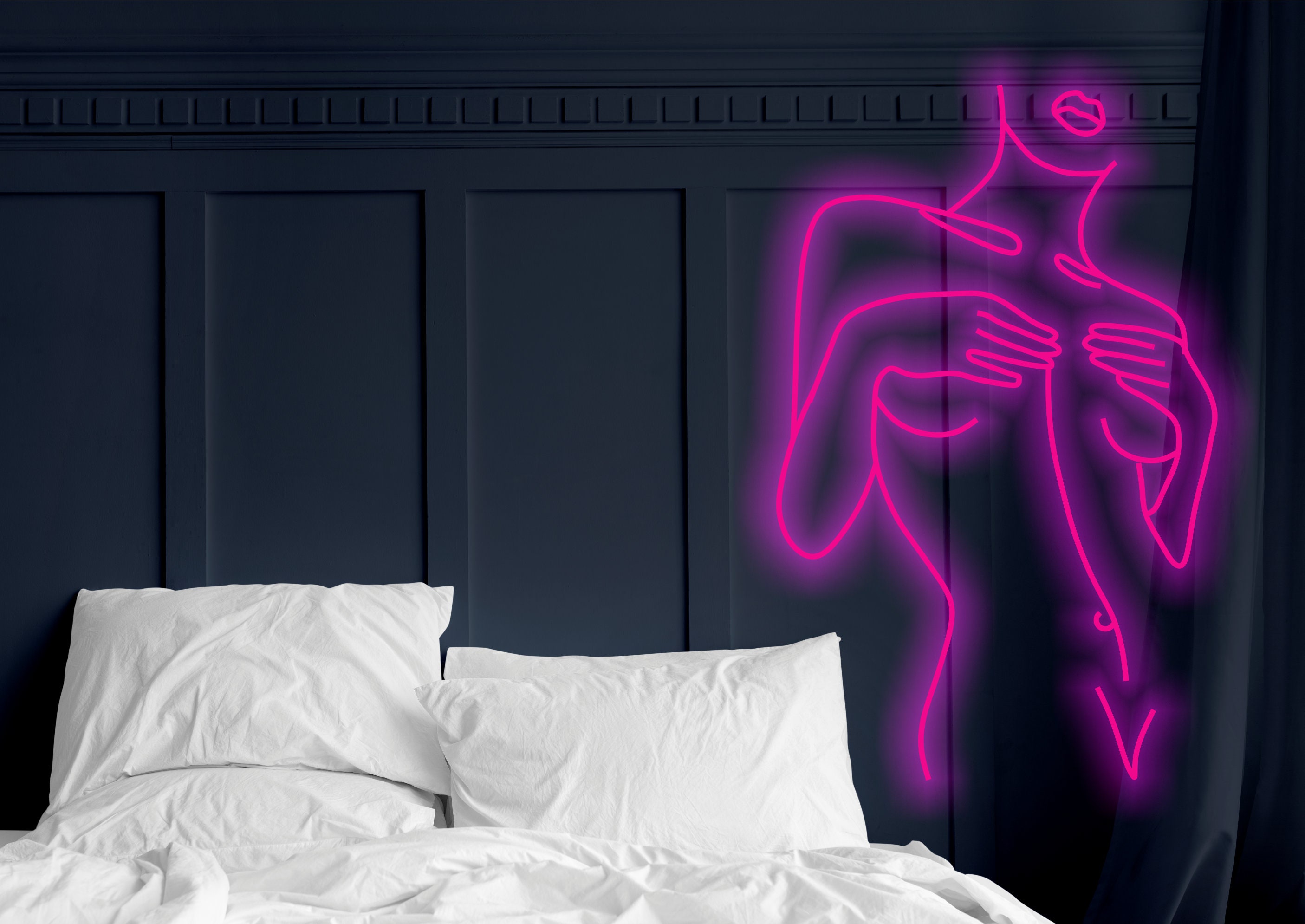 Neon Sign With Woman Silhouette, Custom Neon Sign Woman Figure, Female Form Neon Sign, Woman Body Contour Neon, Neon Sign Lady Outline