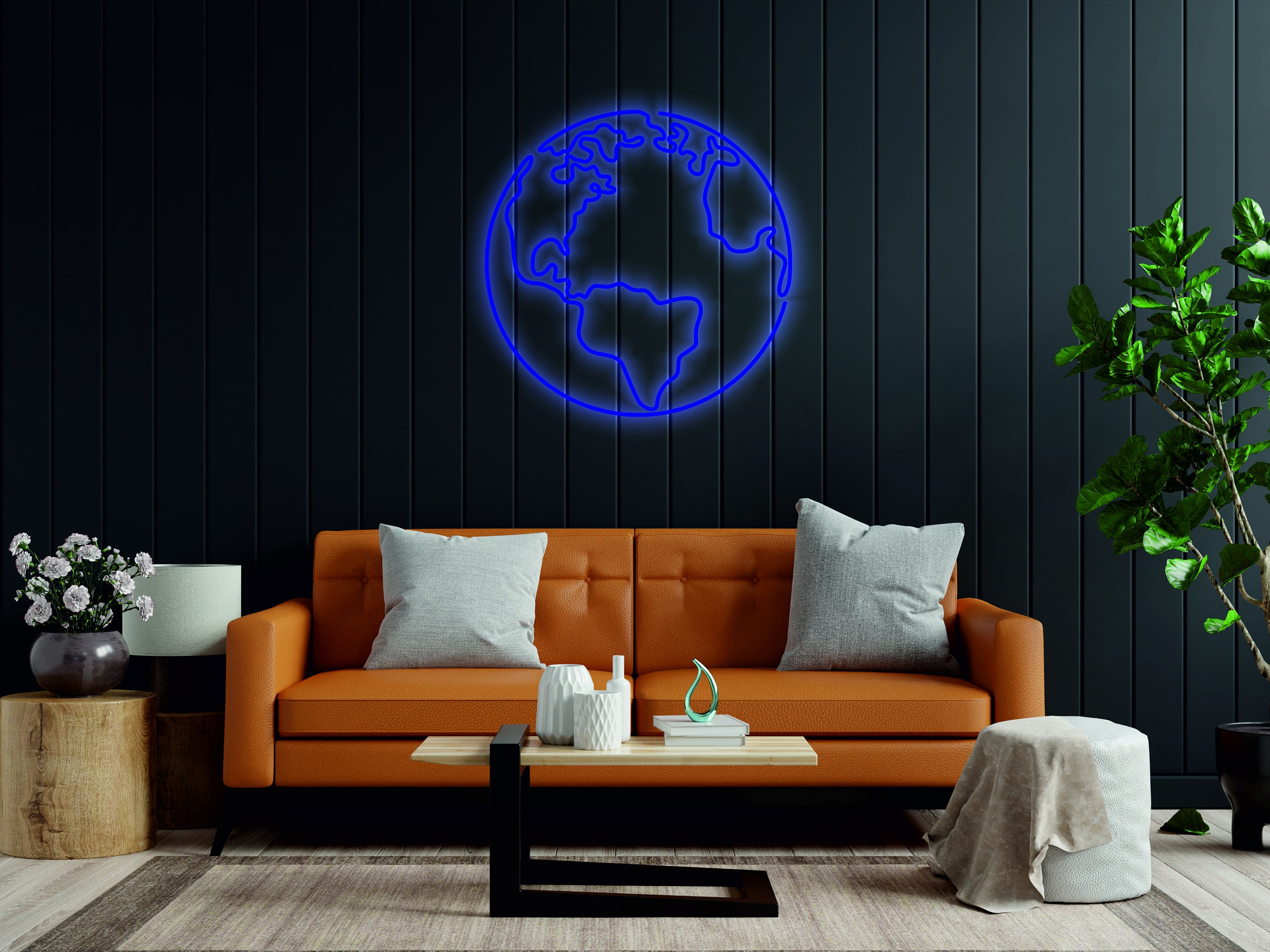 Planet Earth Neon Sign, Galaxy/Space Neon Signs Decor