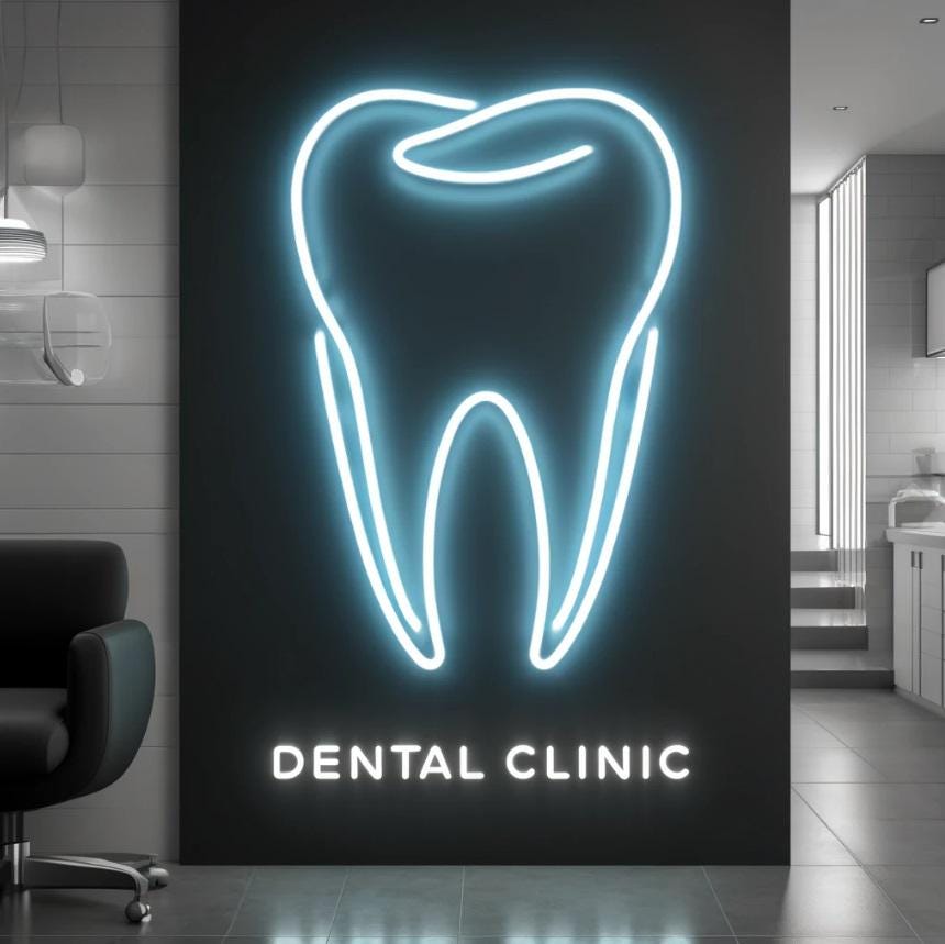 Dental Clinic Neon Sign, Dental Neon Sign, Tooth Neon Light, Custom Neon Tooth Sign, Led Neon Tooth Sign
