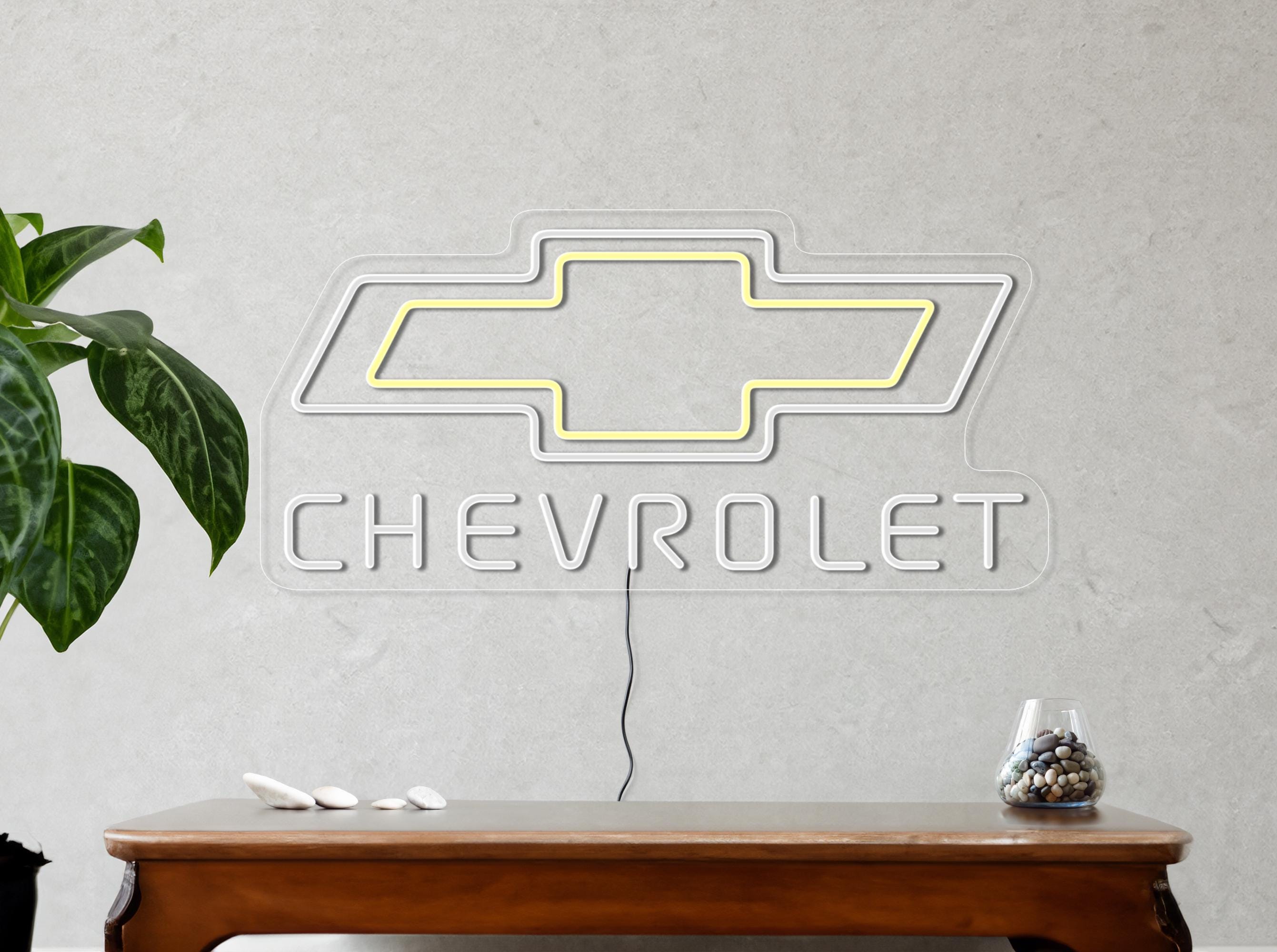 Chevrolet Neon Wall Clock, Chevrolet Led Sign, Chevrolet Logo Light, Garage Chevrolet Sign, Garage Neon Light, Man Cave Neon Sign Art