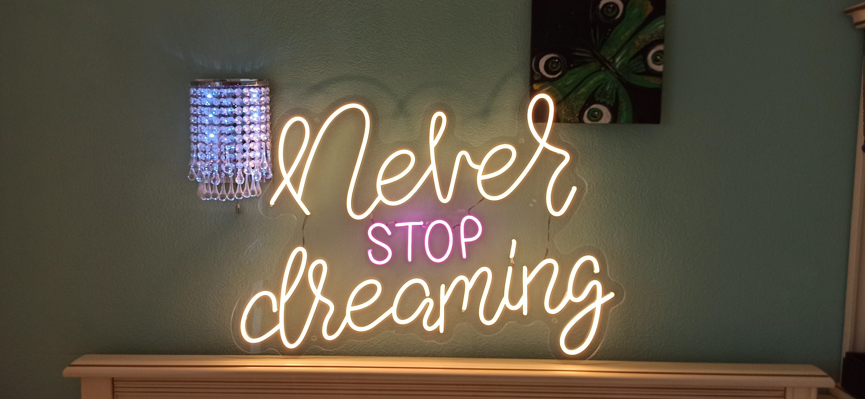 Never Stop Dreaming - Led Light Neon Sign, Quotes Neon Sign, Gift For Her Neon Sign