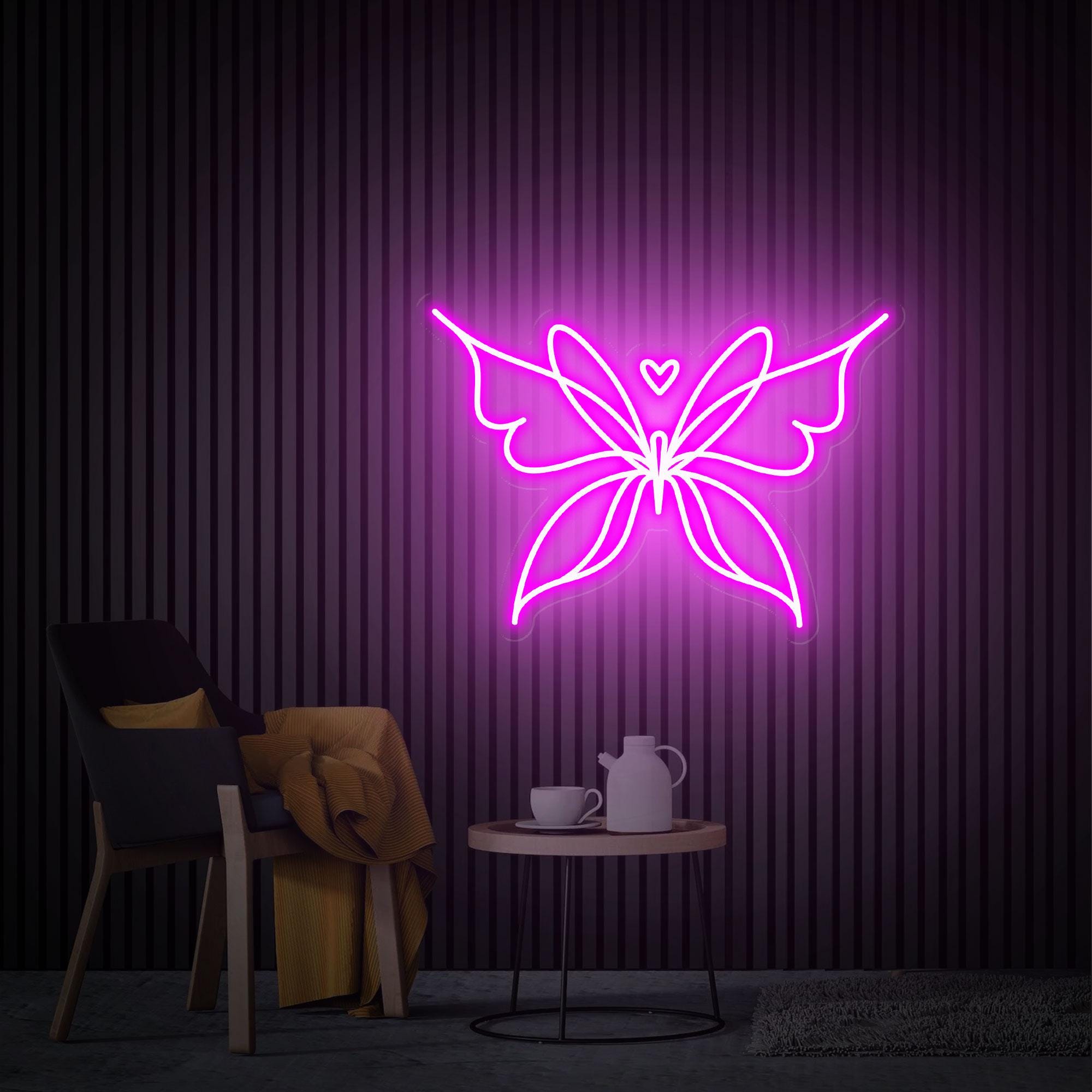 Butterfly Neon Sign, Butterfly Neon Wall Art, Custom Neon Sign, Home Bedroom Decor, Perfect Neon Wall Decor for Girls Room, Christmas Gift