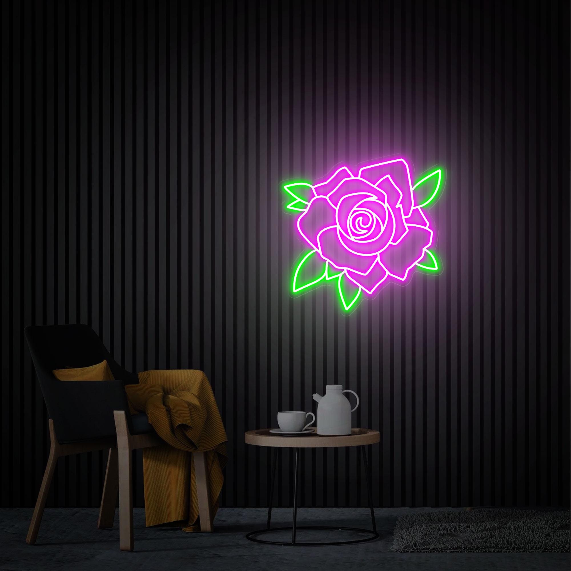 Rose Neon Sign, Flower Neon Sign, Custom Led  Light Sign for Bedroom Home Wall Decor, Flower Shop Decor Neon Art, Personalized Gift for Her