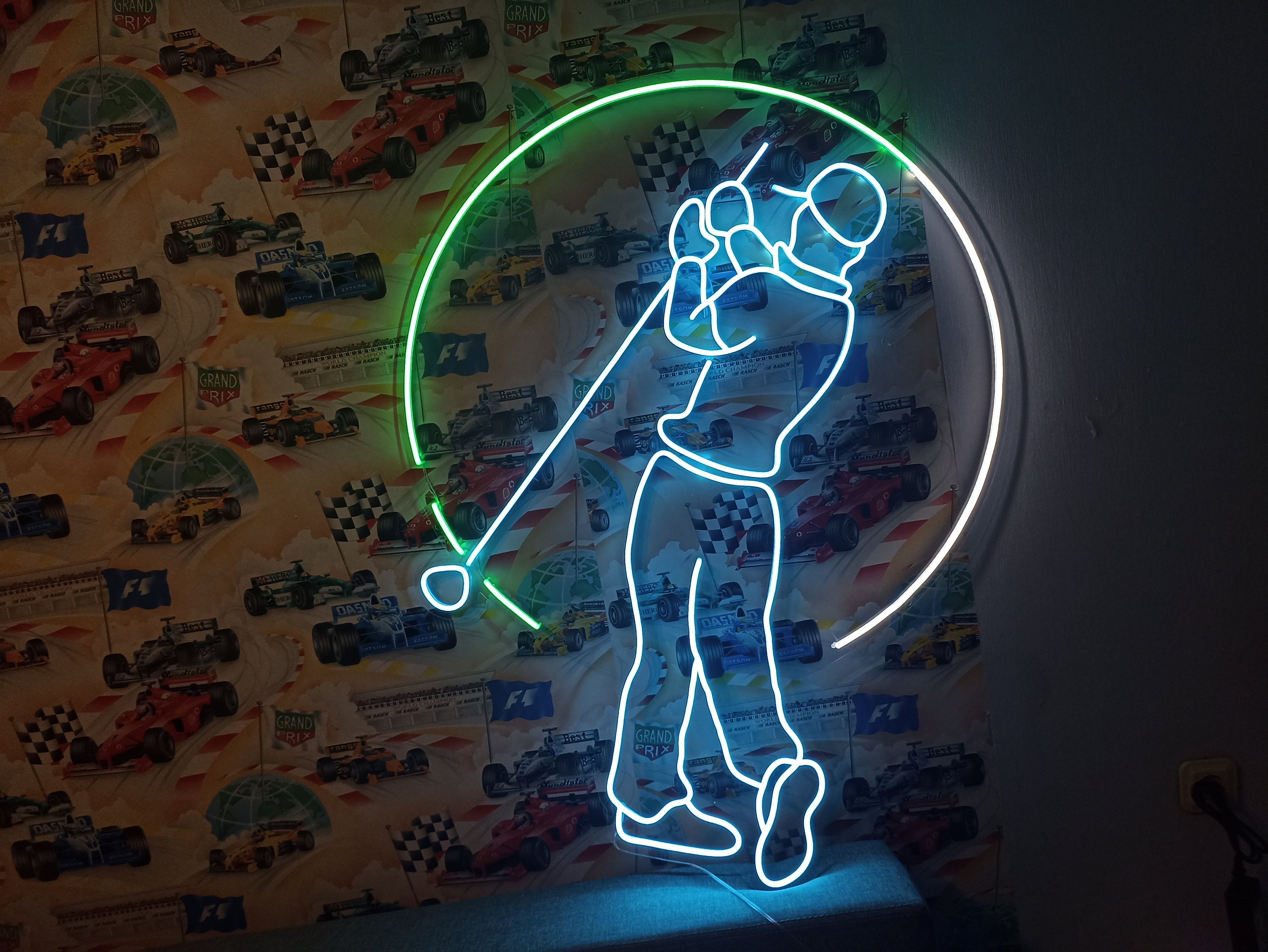 Neon Golf Sign, Neon Sign For A Golf Player Hitting A Golf Ball, Golf Game Neon Signs, Golf Led Neon Sign, Golf Ball Led Neon Sign
