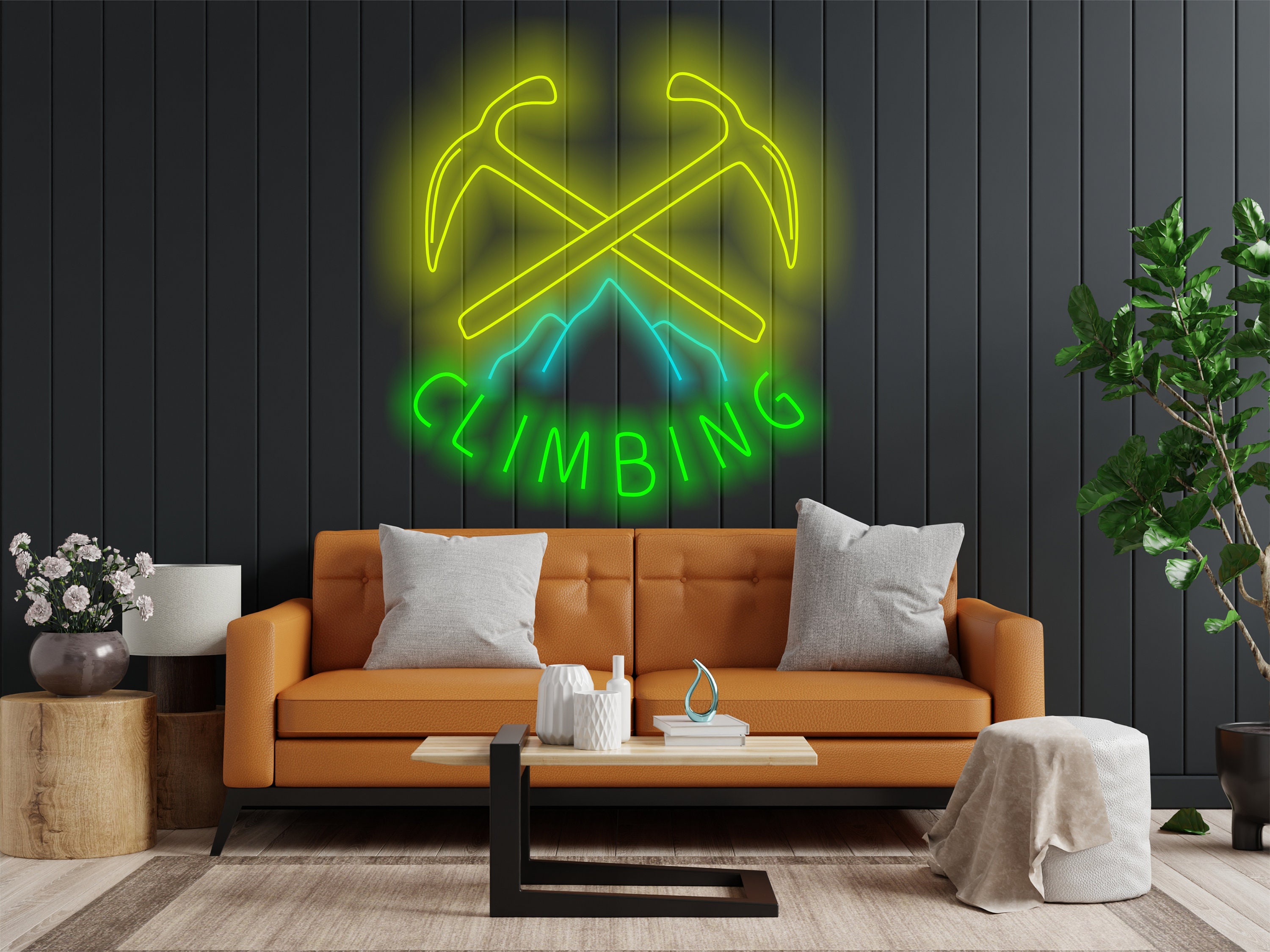 Сlimbing Logo Neon Sign, Neon Sign For Rock Climbers, Neon Light For Climbing Enthusiasts, Climber's Neon Sign, Neon For Rock Climbing Fans