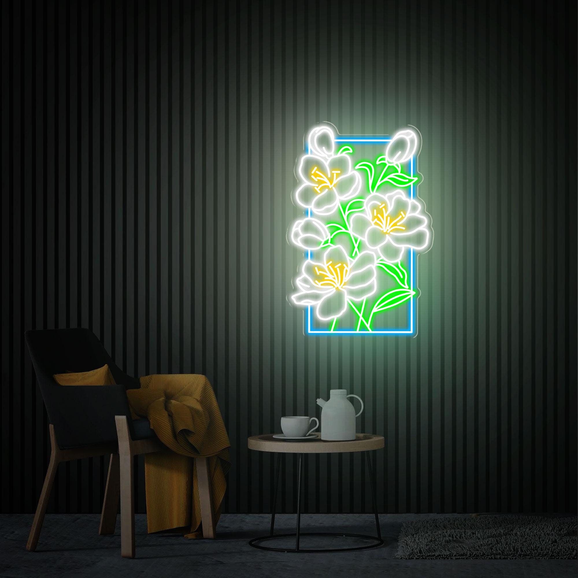 Flower Neon Sign, Flower Led Neon Light Dimmable, Custom flower Neon Sign Gift for Her, Home Bedroom Neon Wall Art Decor Housewarming Gifts