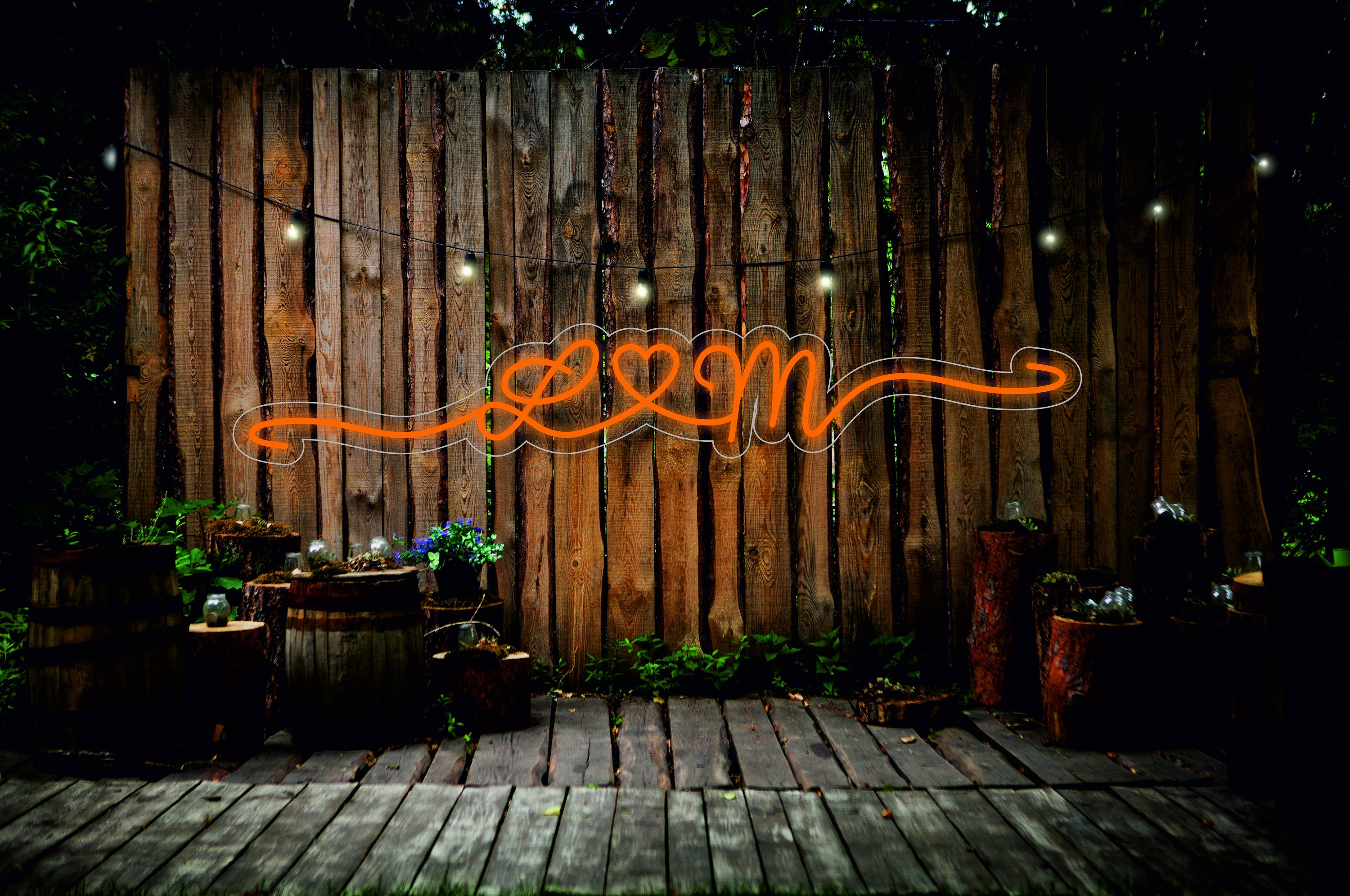 Custom Wedding Initials With Heart, Marriage Ceremony Backdrop - Light Up Neon Sign